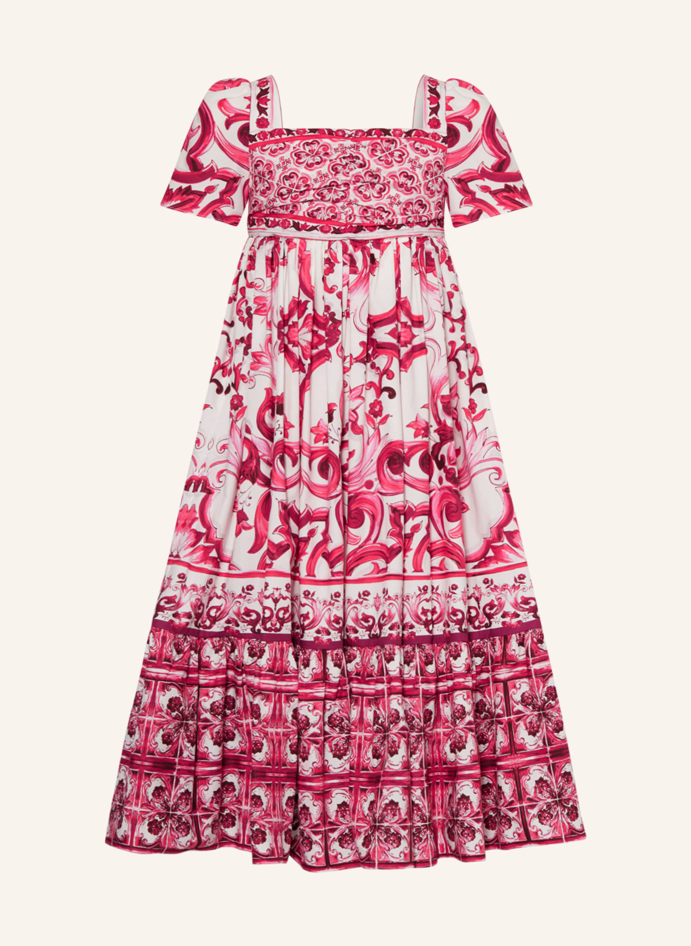 DOLCE & GABBANA Kleid MAIOLICHE, Farbe: WEISS/ PINK/ FUCHSIA (Bild 1)