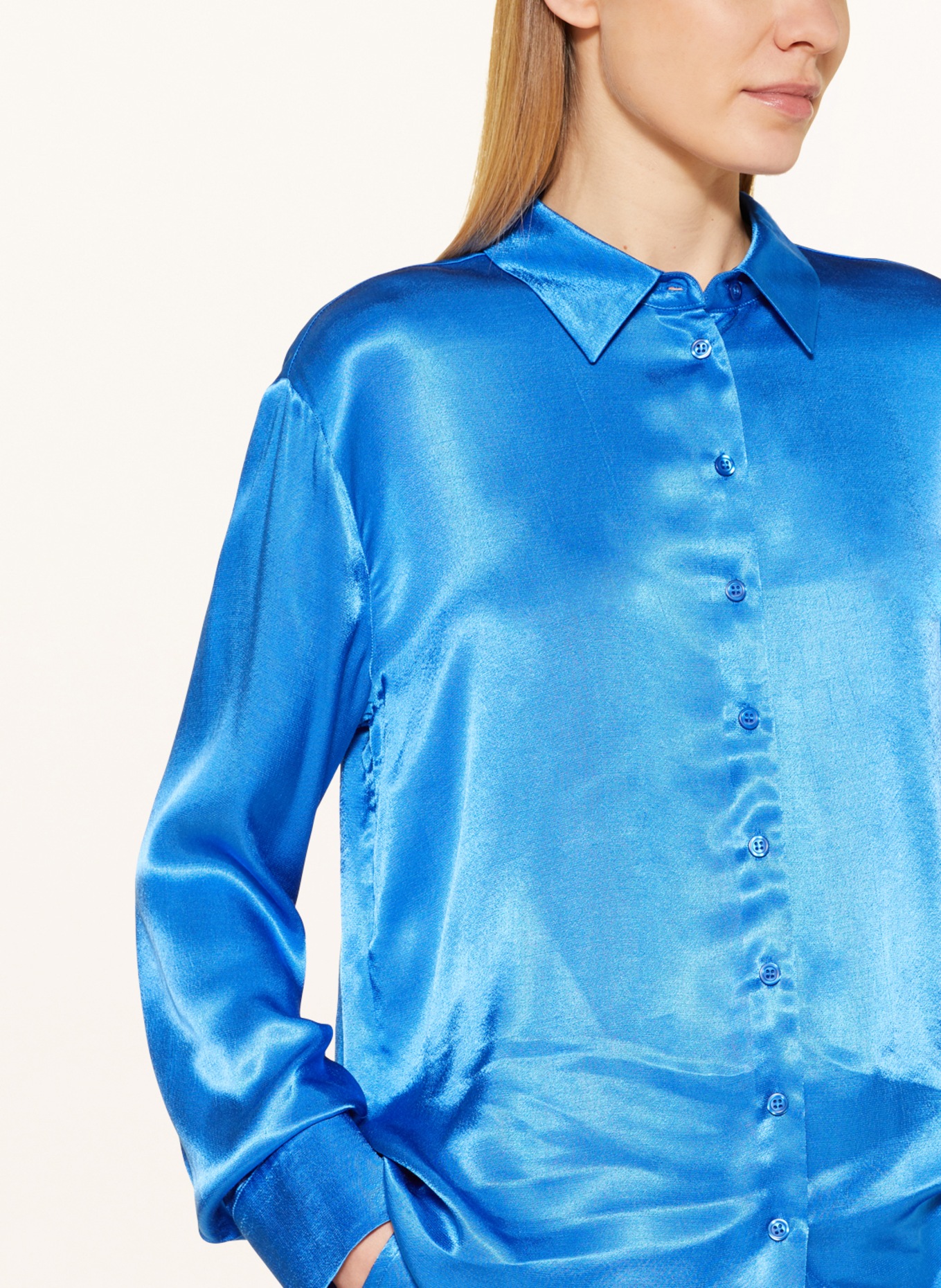 MRS & HUGS Satin shirt blouse, Color: BLUE (Image 4)