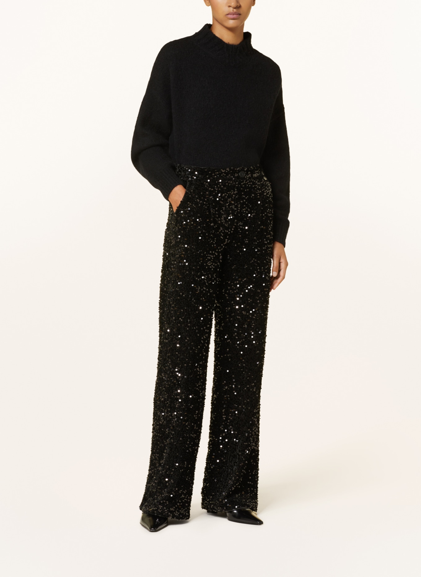 Black velour deals wide leg trousers
