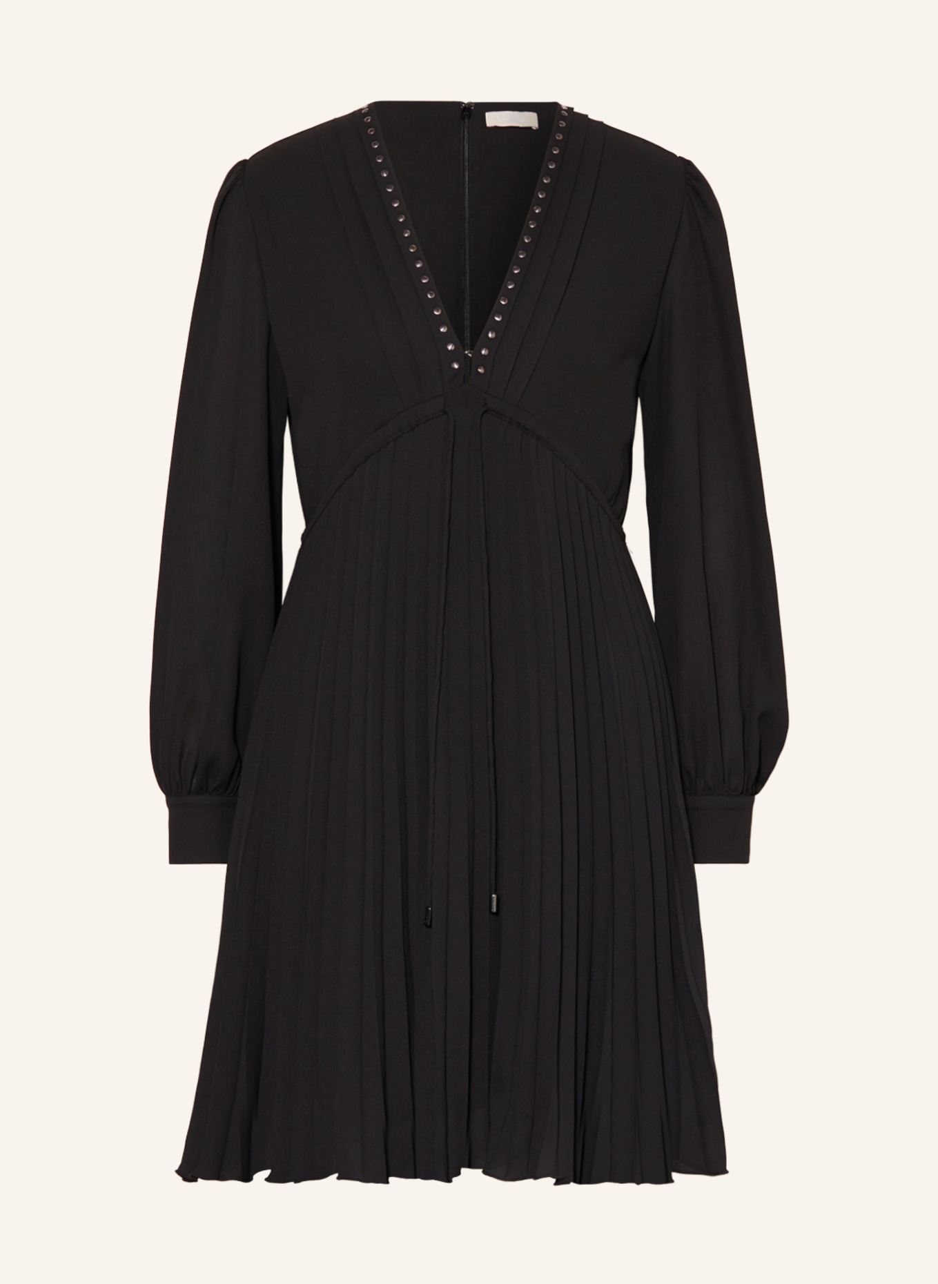 LIU JO Pleated dress with rivets, Color: BLACK (Image 1)