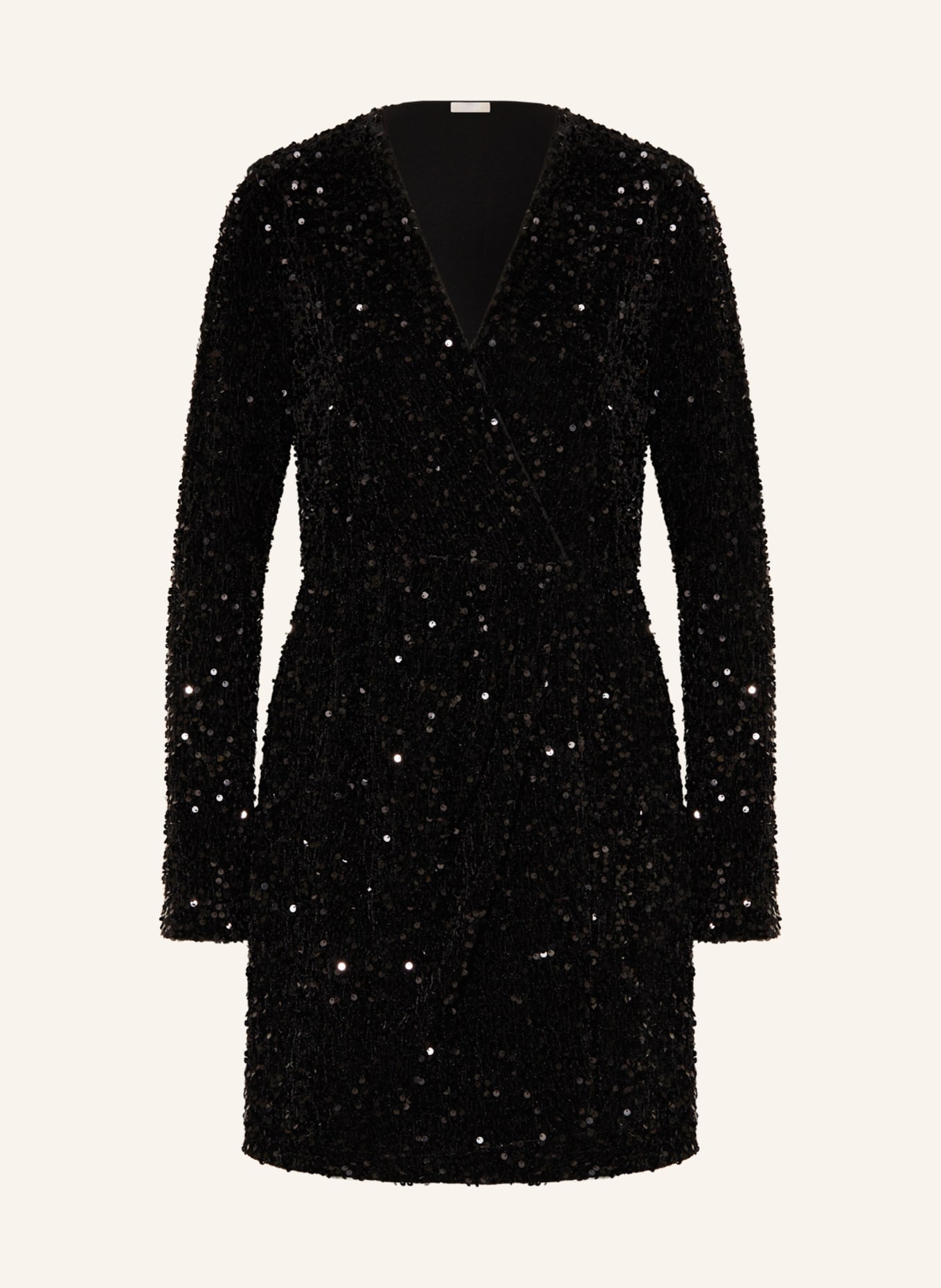 LIU JO Velvet dress in wrap look with sequins, Color: BLACK (Image 1)