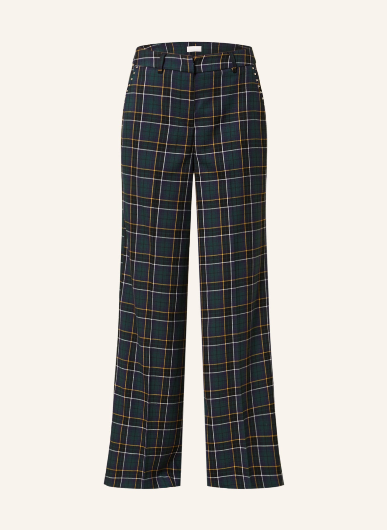 LIU JO Wide leg trousers with rivets in dark green dark blue yellow