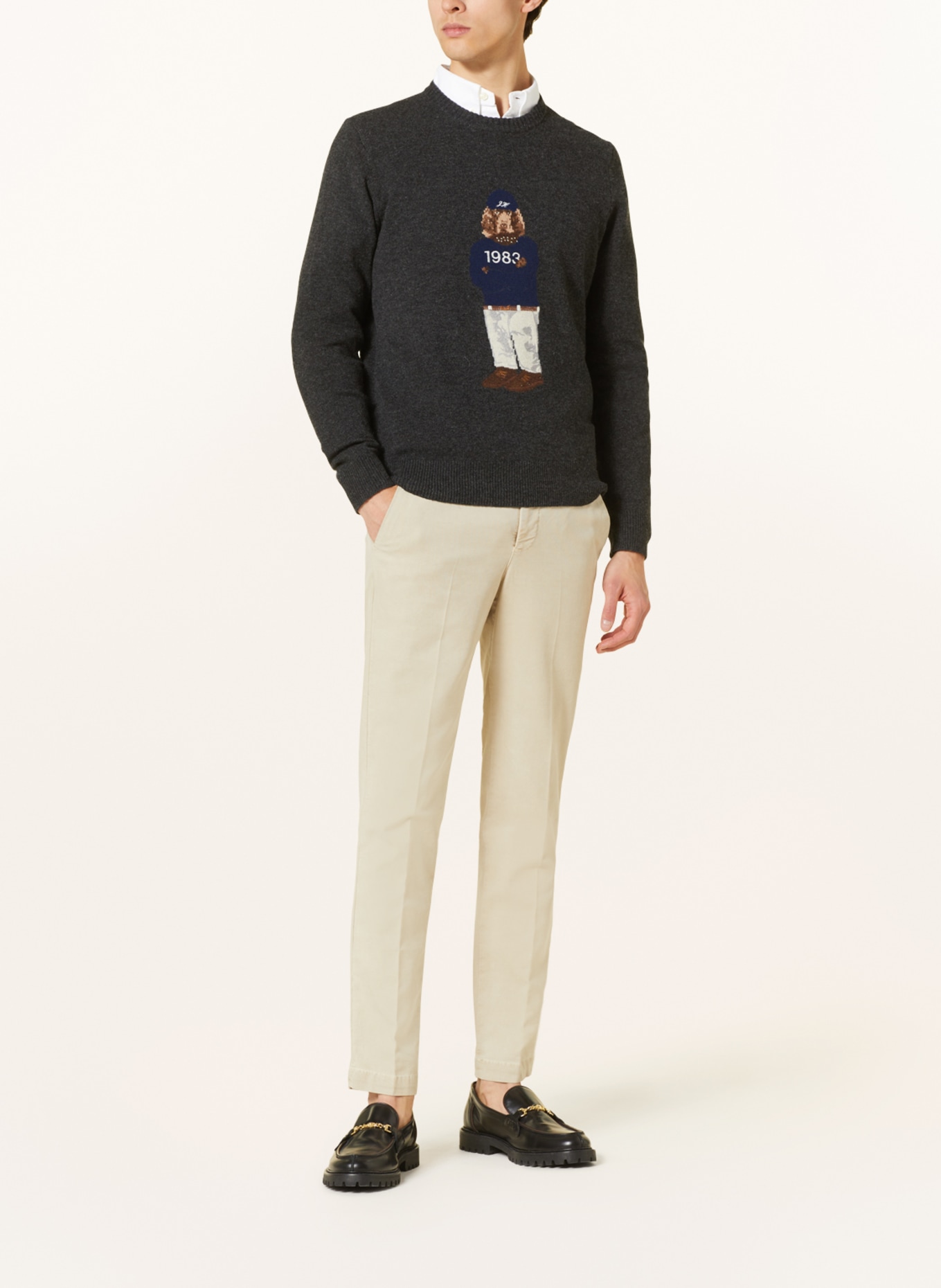 HACKETT LONDON Sweter z wełny merino, Kolor: CZIEMNOSZARY/ GRANATOWY/ BRĄZOWY (Obrazek 2)