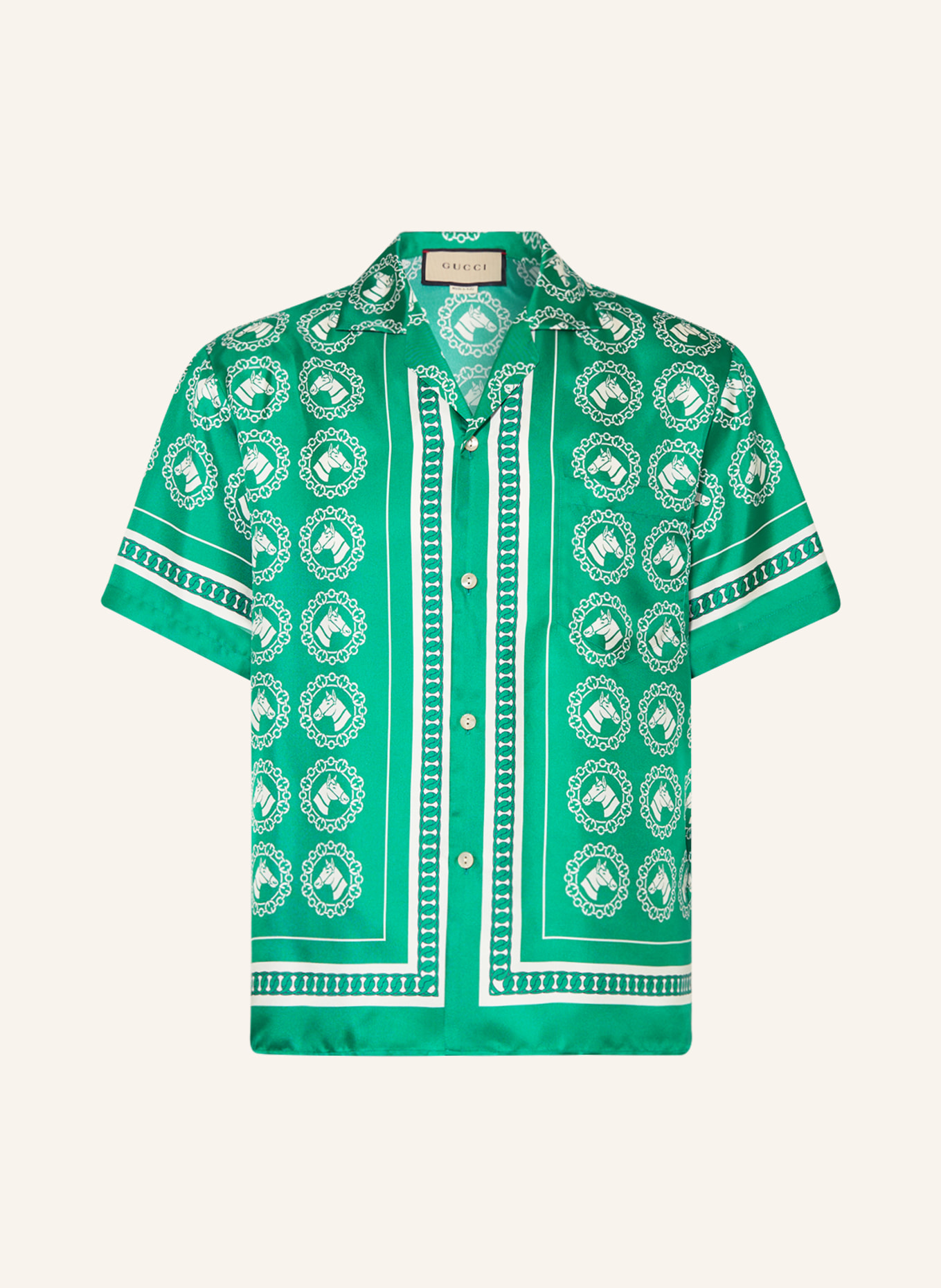 GUCCI Resorthemd Comfort Fit aus Seide, Farbe: 3616 GREEN/IVORY/MC (Bild 1)