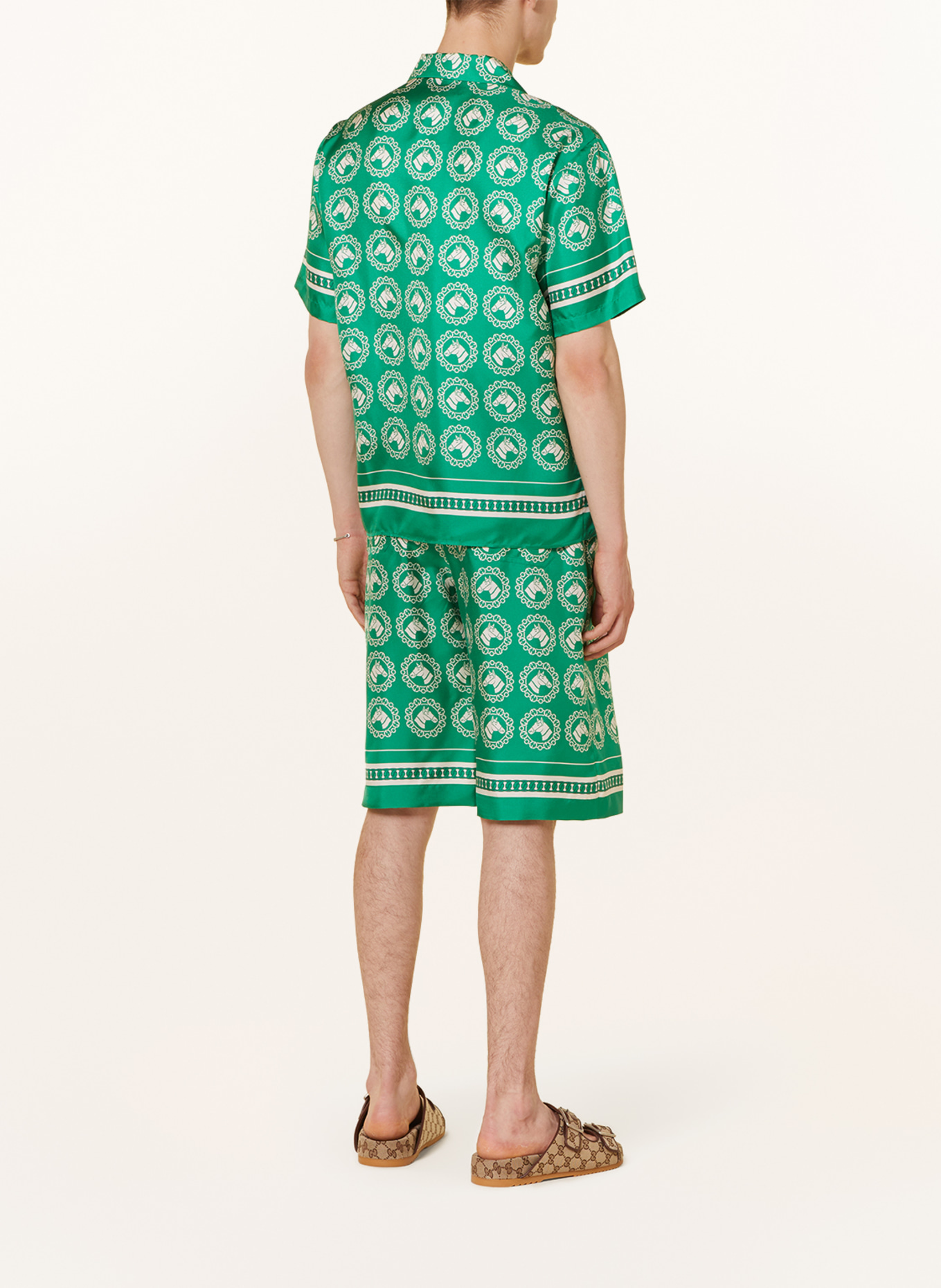 GUCCI Resort shirt comfort fit in silk, Color: 3616 GREEN/IVORY/MC (Image 3)