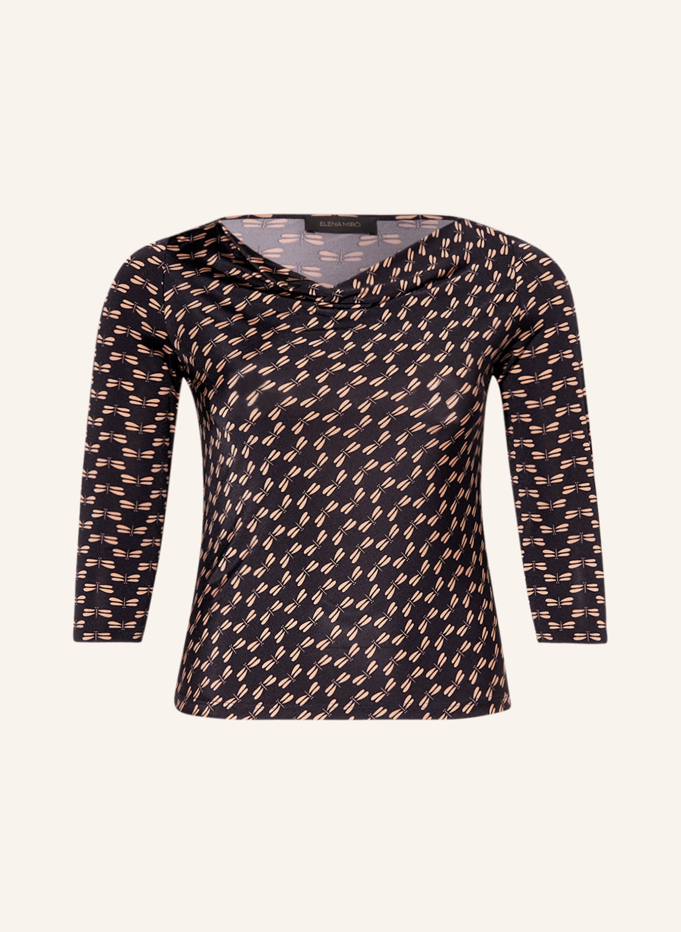 ELENA MIRO Shirt blouse with 3/4 sleeves, Color: DARK BLUE/ BEIGE (Image 1)