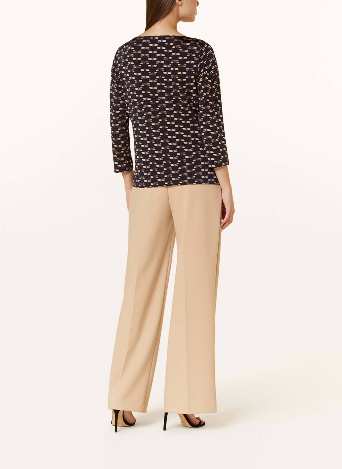 ELENA MIRO Shirt blouse with 3/4 sleeves, Color: DARK BLUE/ BEIGE (Image 3)