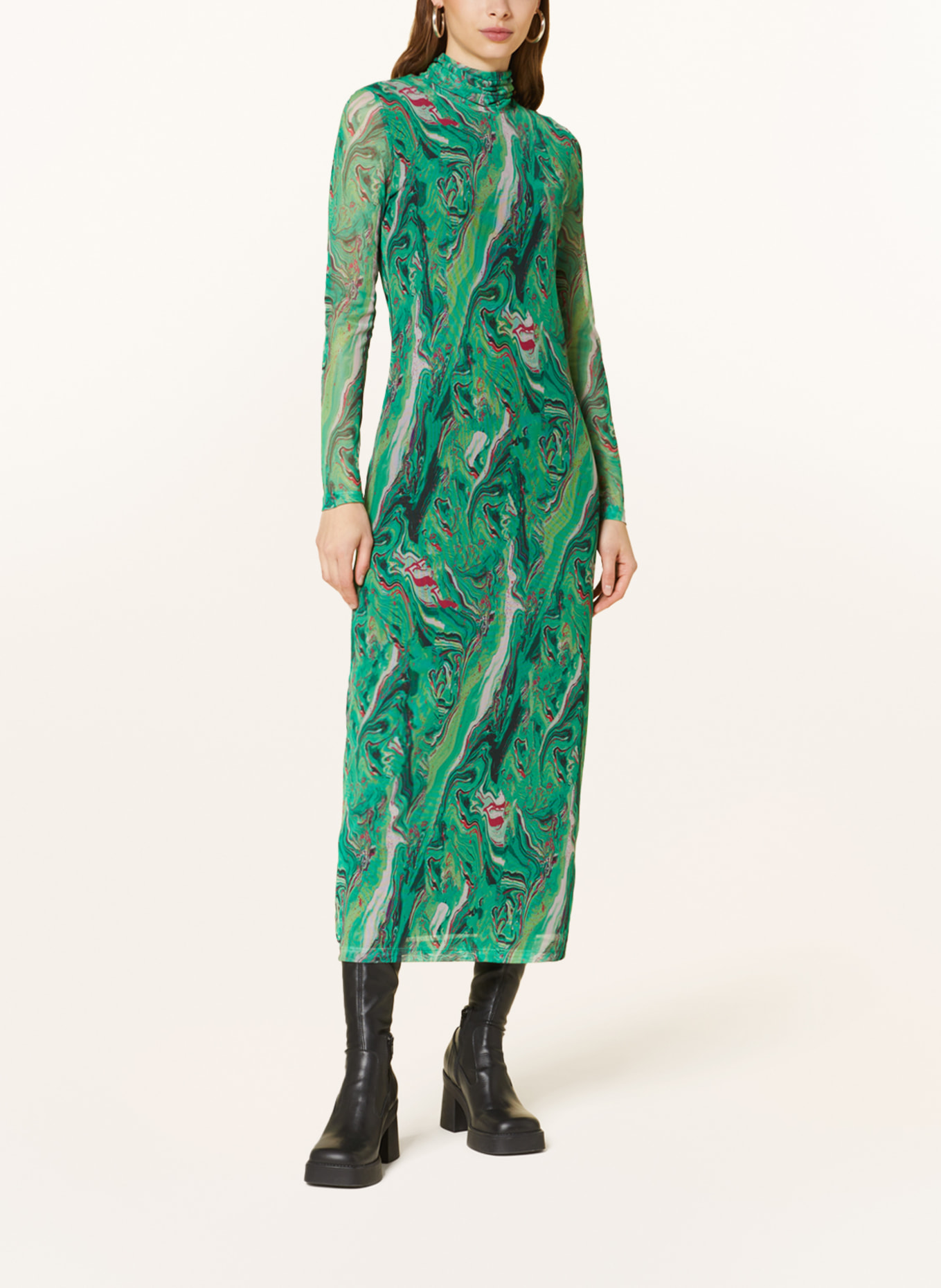 MRS & HUGS Mesh dress, Color: GREEN/ FUCHSIA/ NEON GREEN (Image 2)