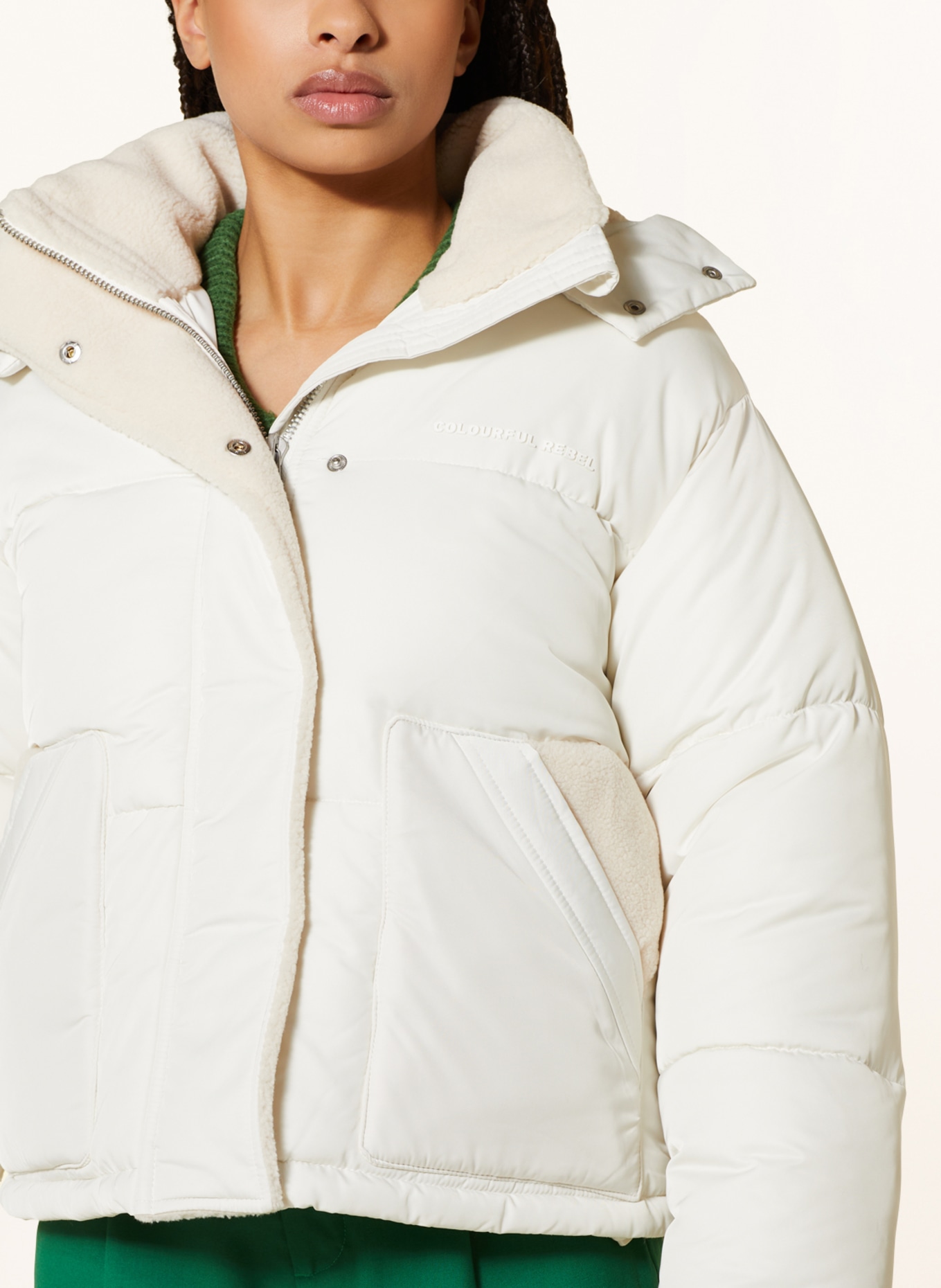 COLOURFUL REBEL Quilted jacket RYA with detachable hood, Color: CREAM (Image 6)
