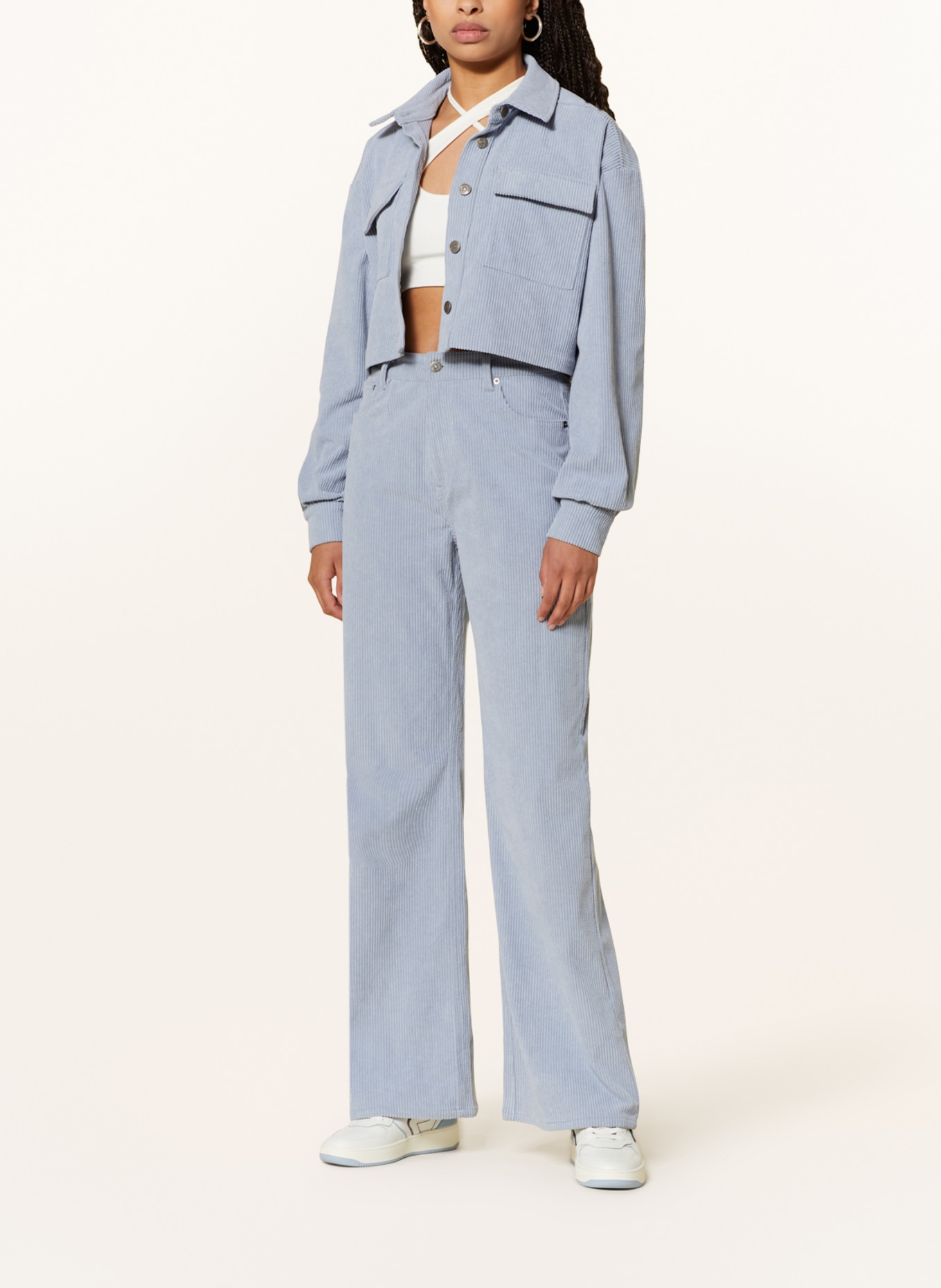 COLOURFUL REBEL Corduroy Trousers GAIAS, Color: BLUE GRAY (Image 2)
