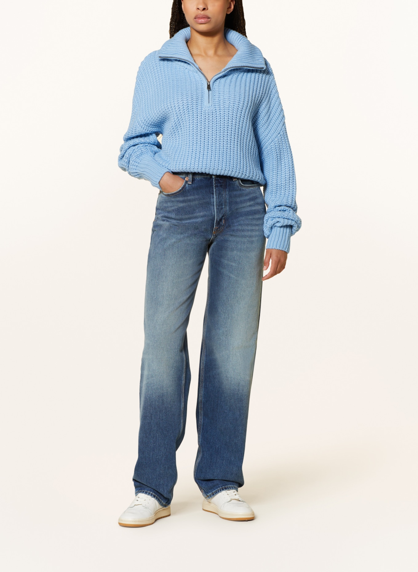 COLOURFUL REBEL Half-zip sweater, Color: LIGHT BLUE (Image 2)