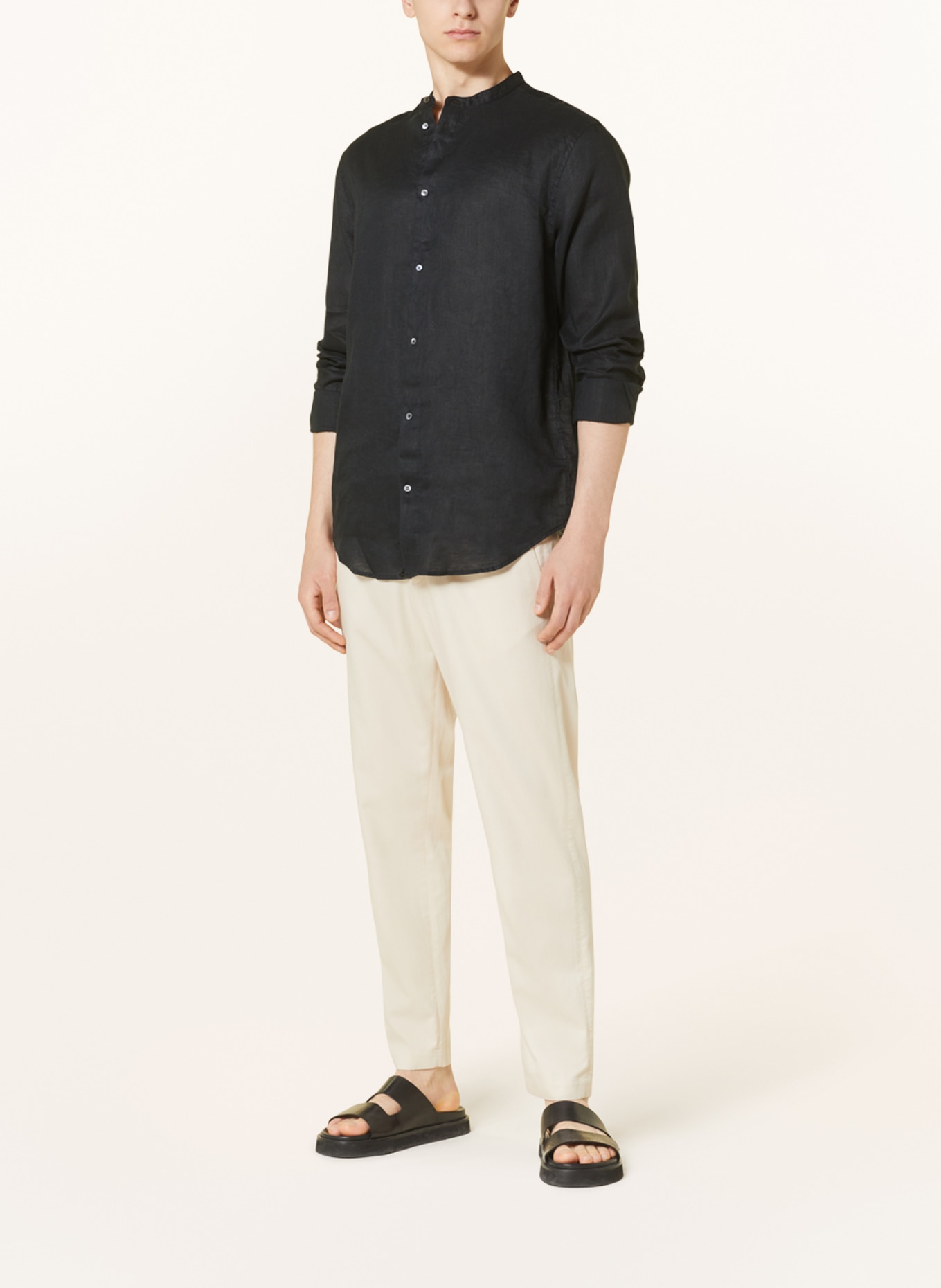 COS Shirt regular fit with stand-up collar, Color: BLACK (Image 2)