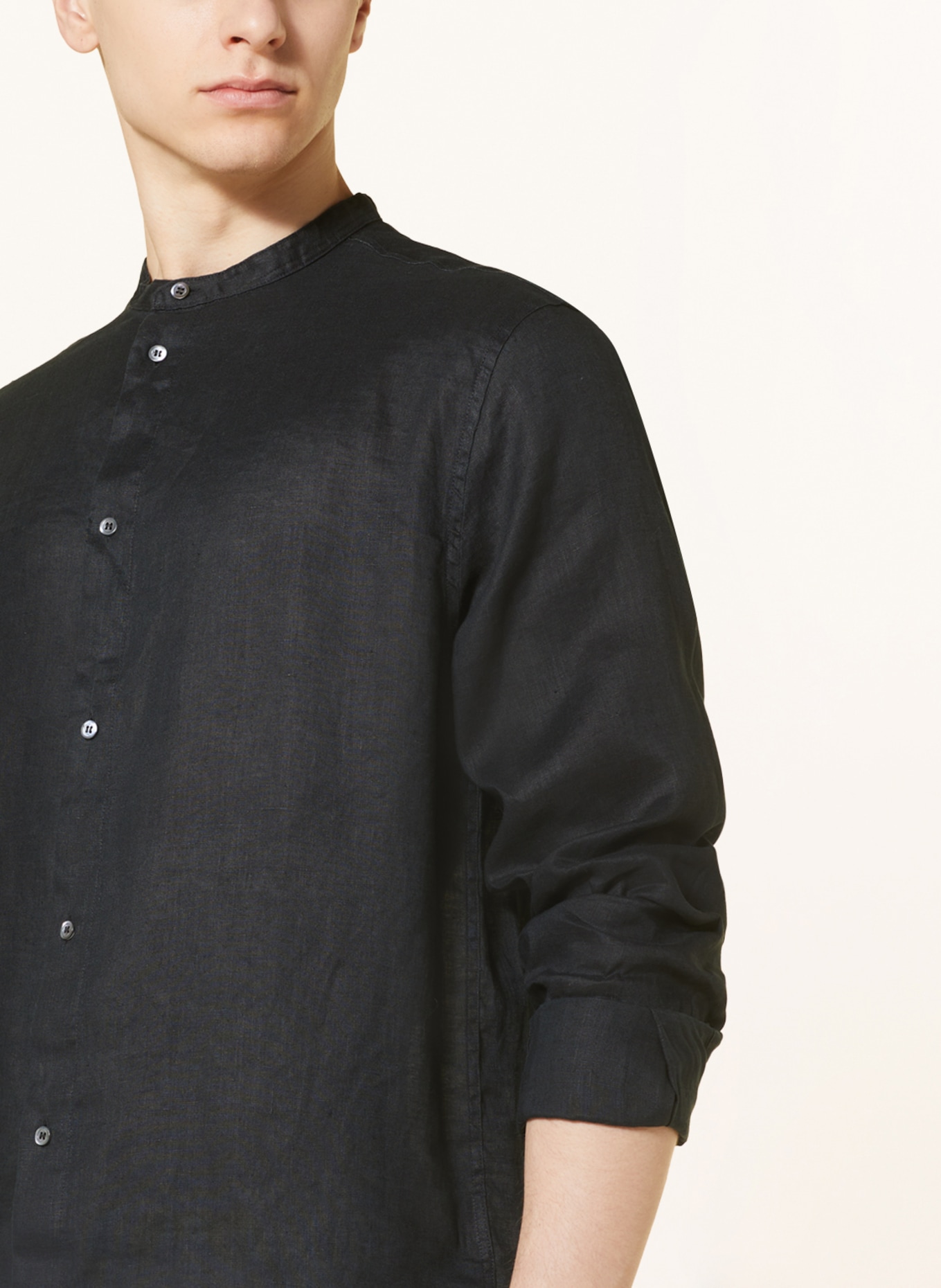 COS Shirt regular fit with stand-up collar, Color: BLACK (Image 4)