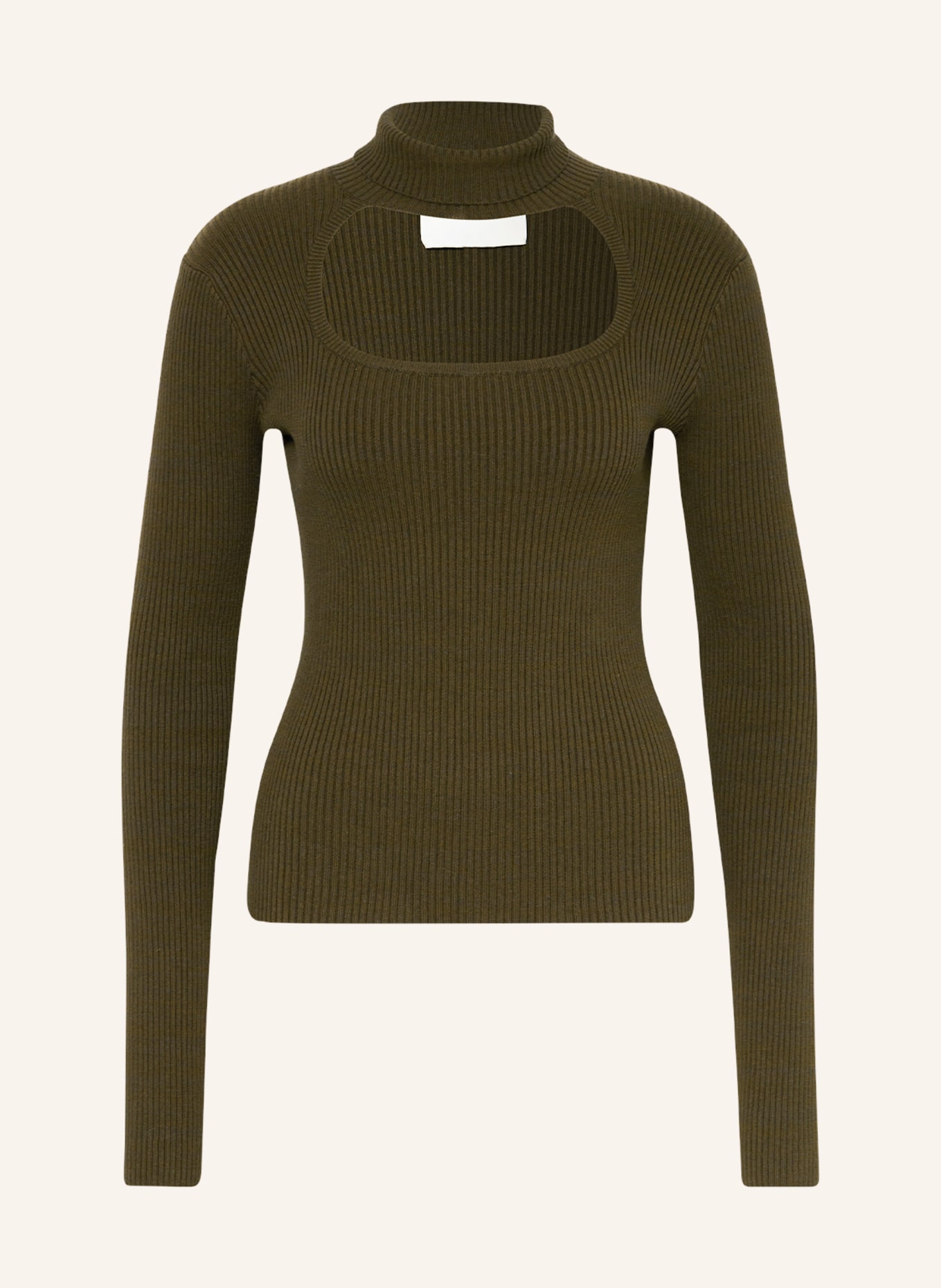 Herskind Turtleneck sweater VITA with cut-out, Color: KHAKI (Image 1)