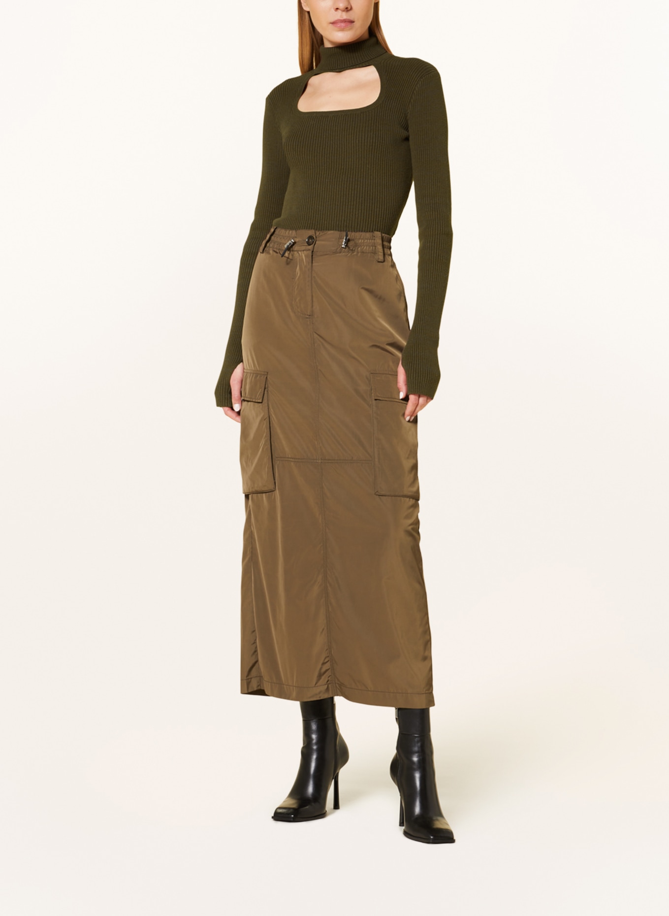 Herskind Turtleneck sweater VITA with cut-out, Color: KHAKI (Image 2)