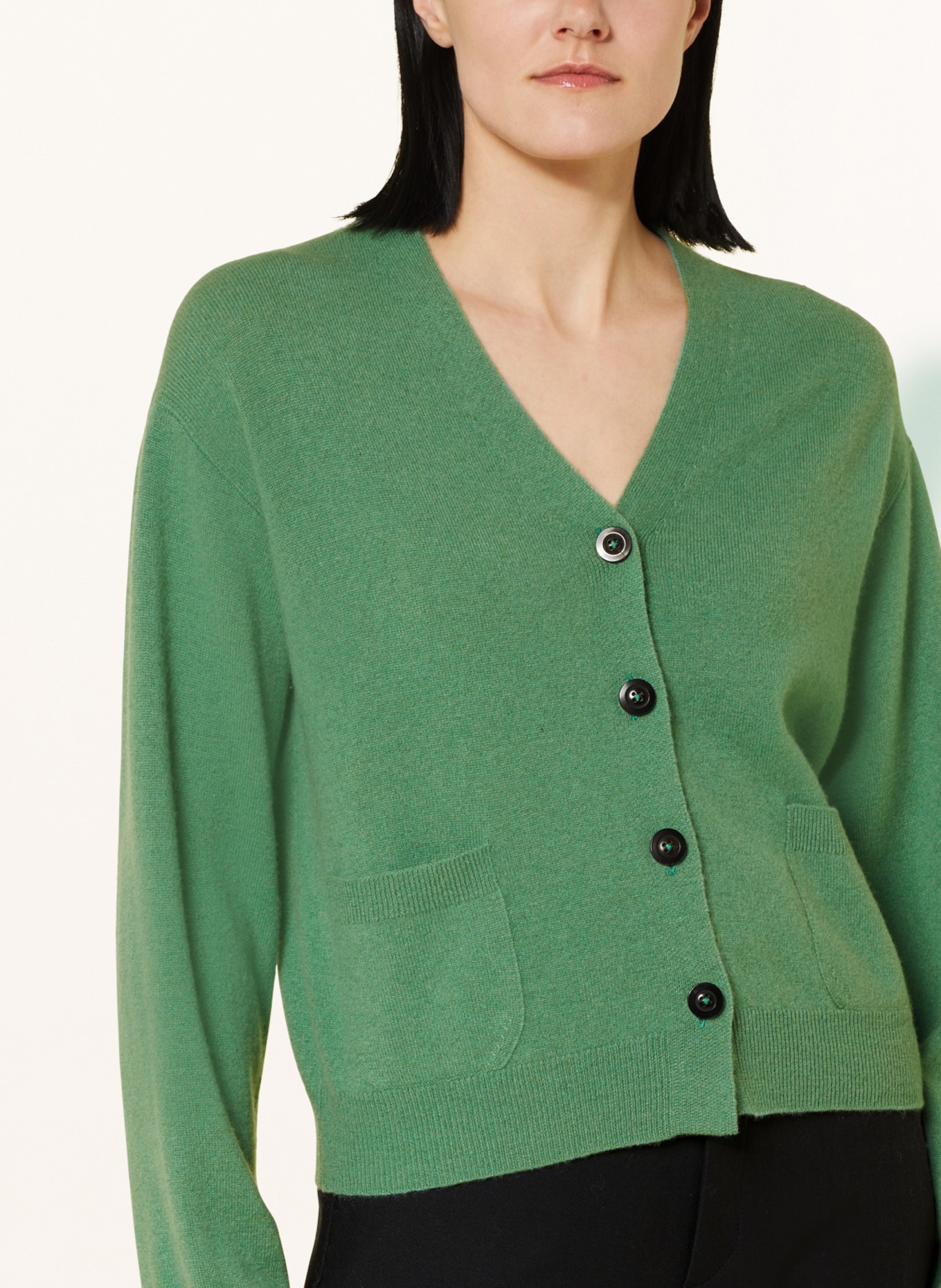 SMINFINITY Cropped cardigan in cashmere, Color: GREEN (Image 4)
