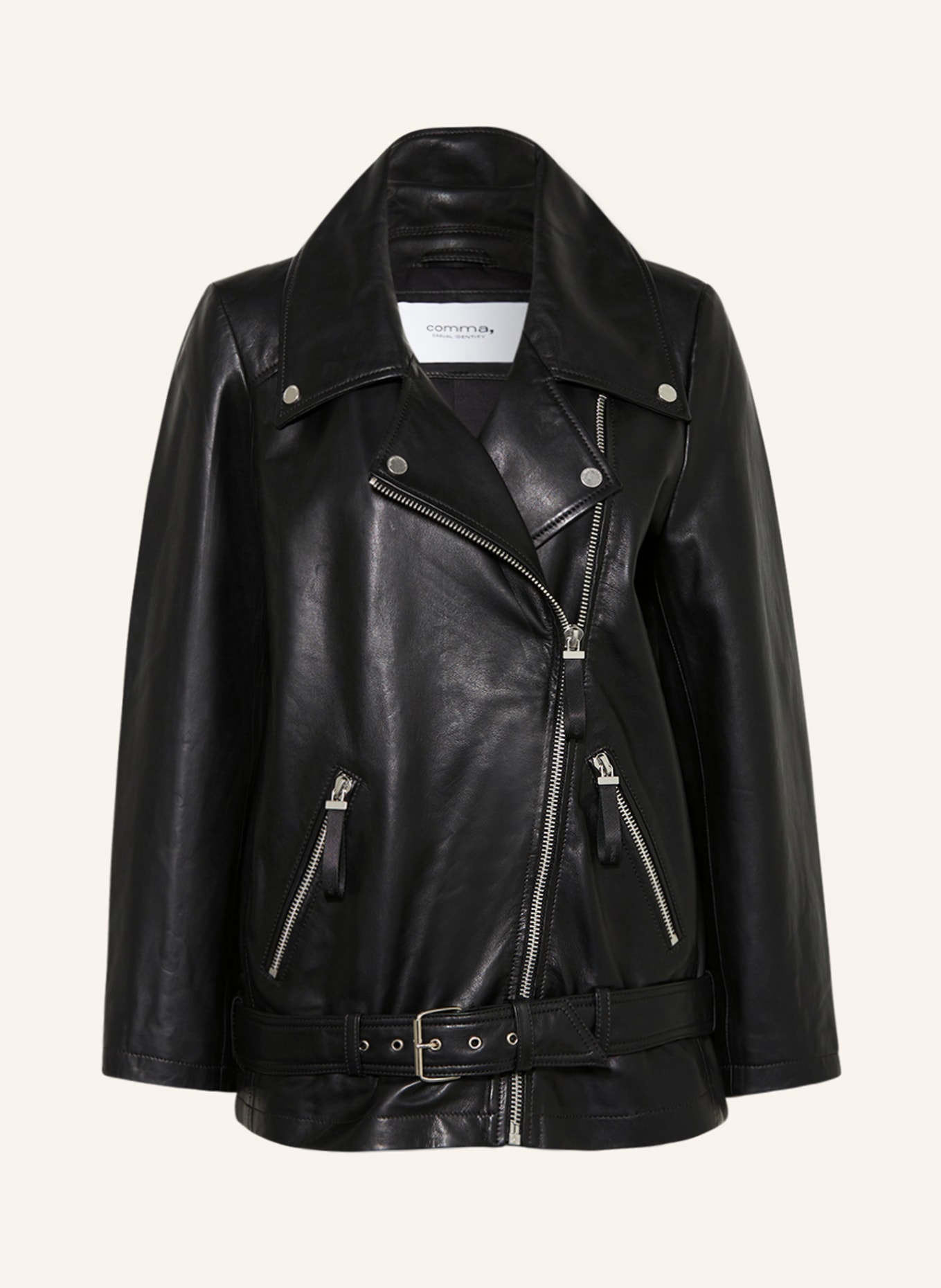 comma casual identity Oversized leather jacket, Color: BLACK (Image 1)