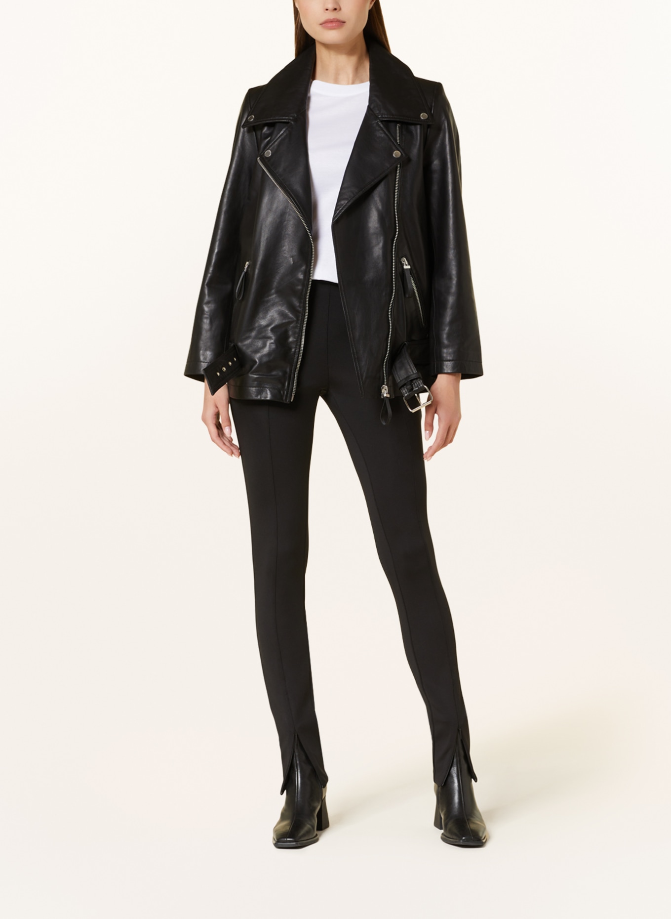 comma casual identity Oversized leather jacket, Color: BLACK (Image 2)