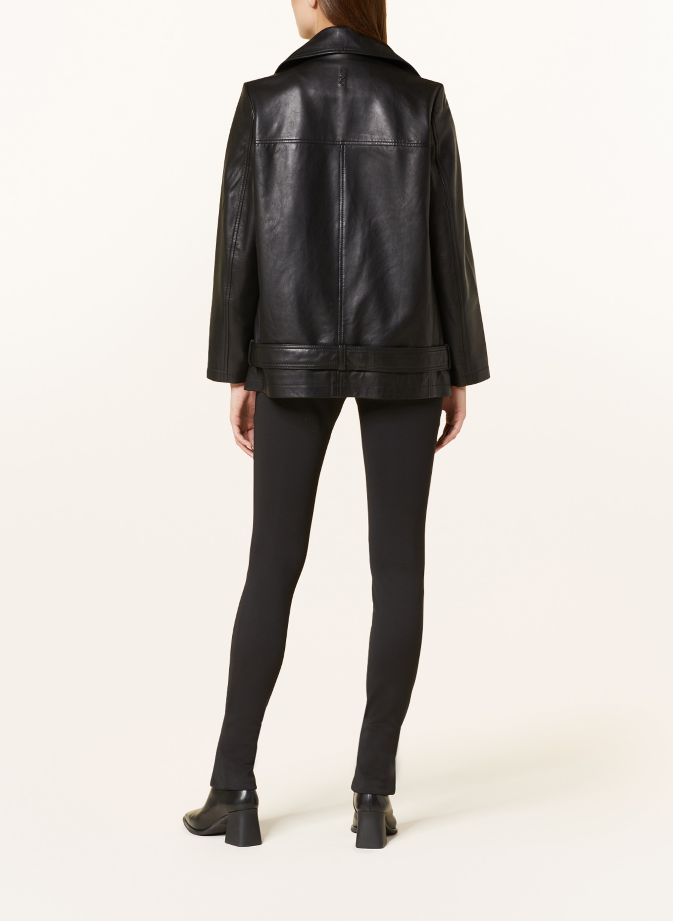 comma casual identity Oversized leather jacket, Color: BLACK (Image 3)