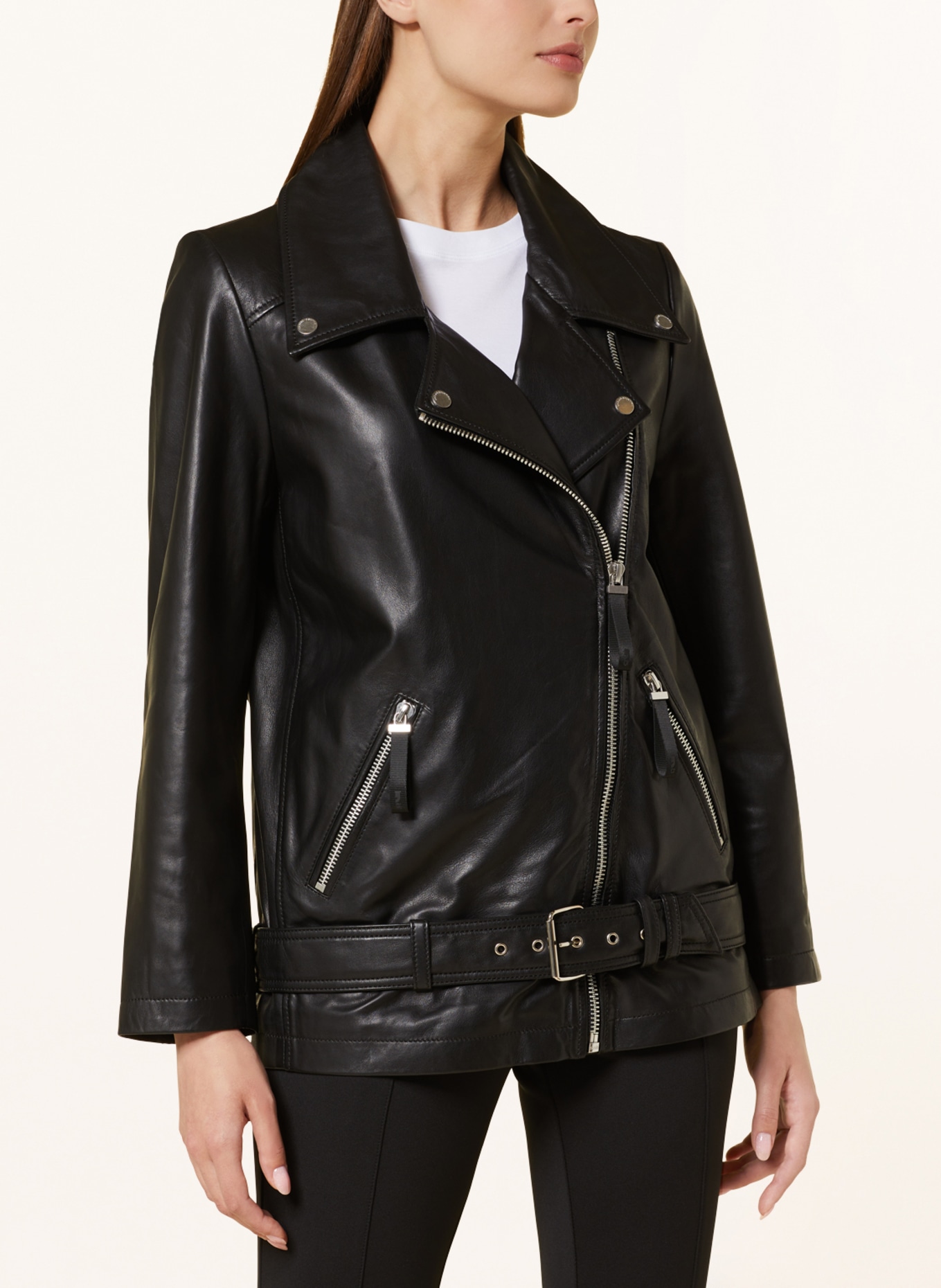 comma casual identity Oversized leather jacket, Color: BLACK (Image 4)