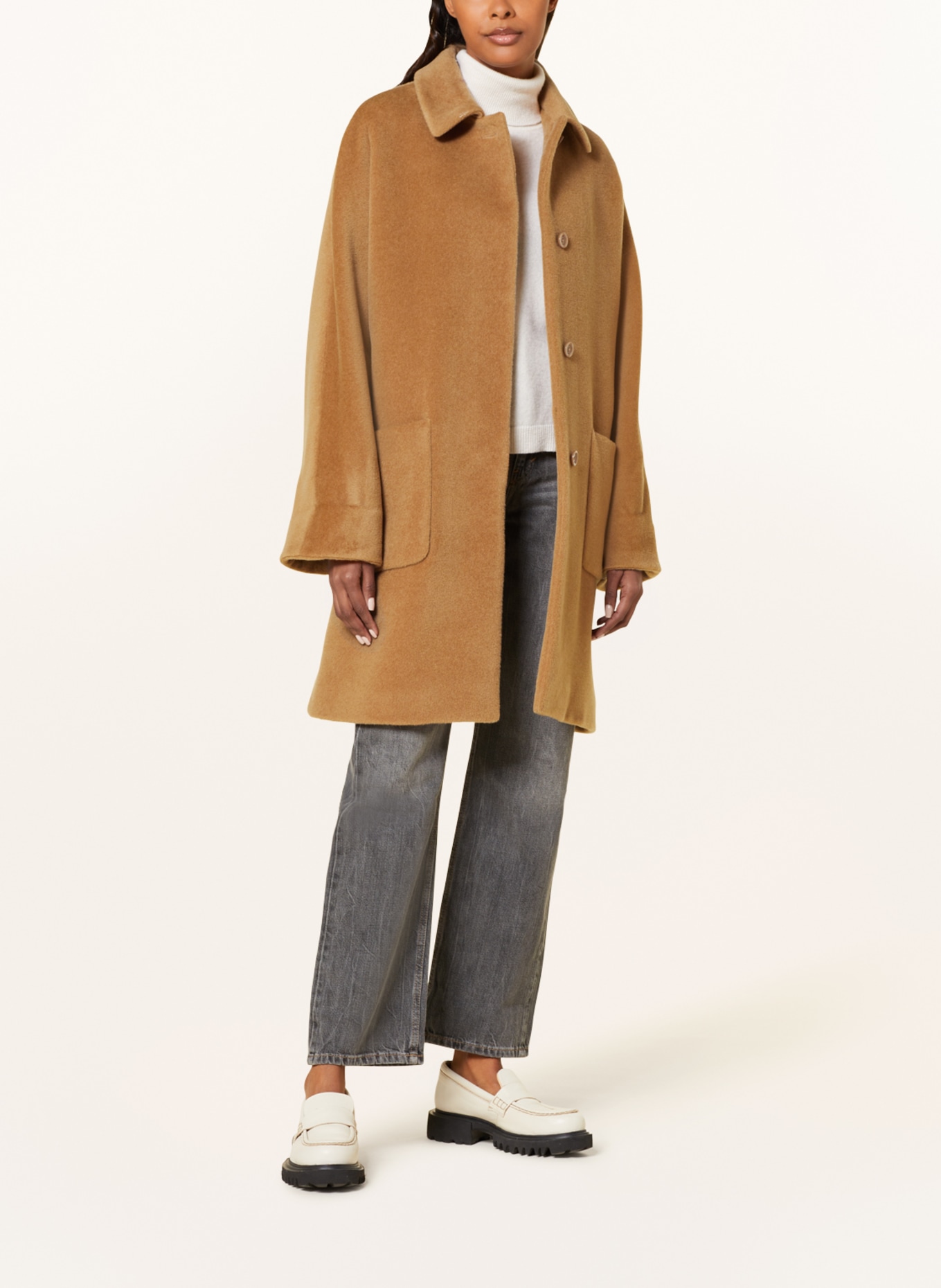 ICONS CINZIA ROCCA Wool coat, Color: CAMEL (Image 2)
