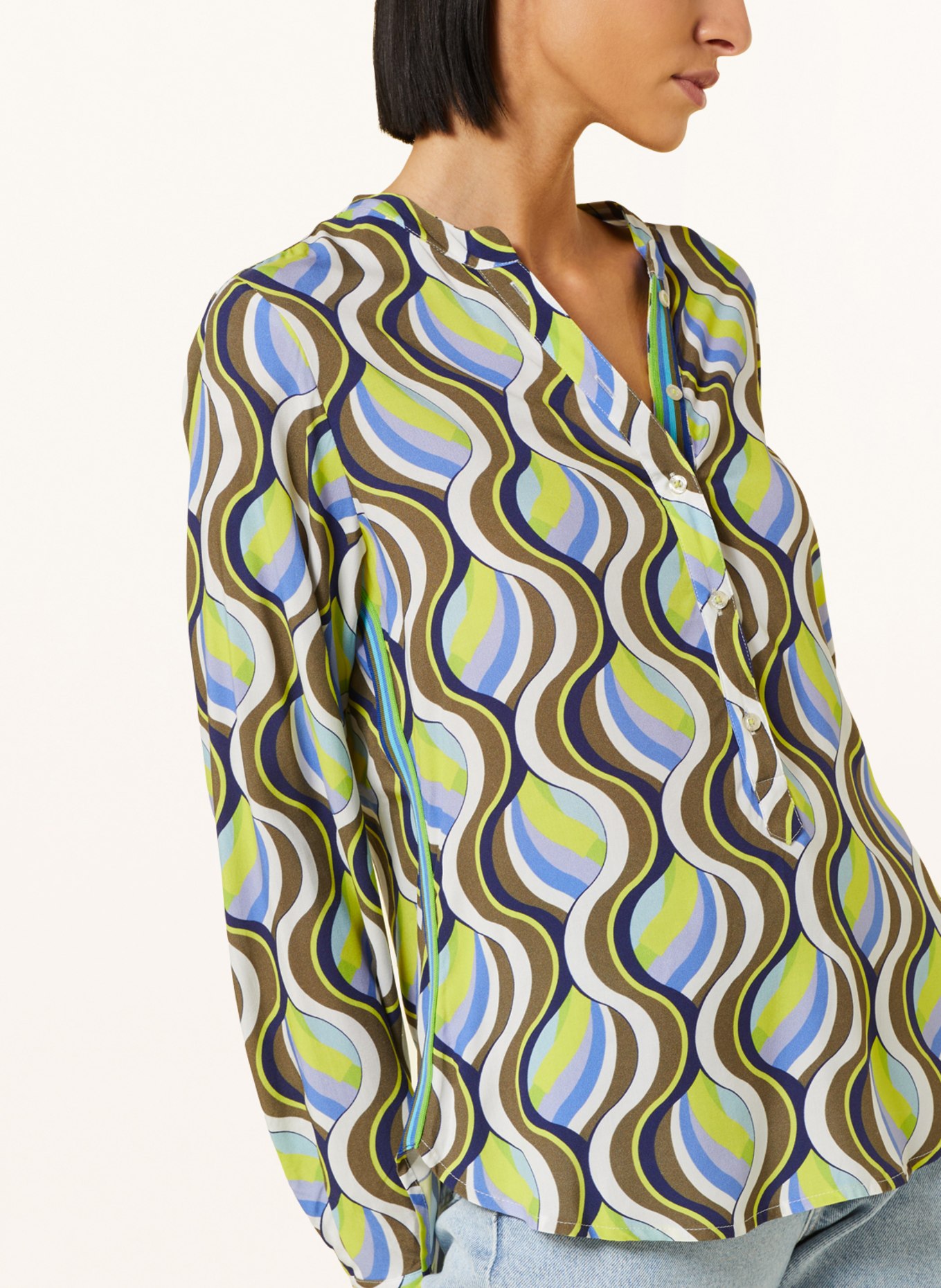 Emily VAN DEN BERGH Shirt blouse, Color: WHITE/ BLUE/ YELLOW (Image 4)