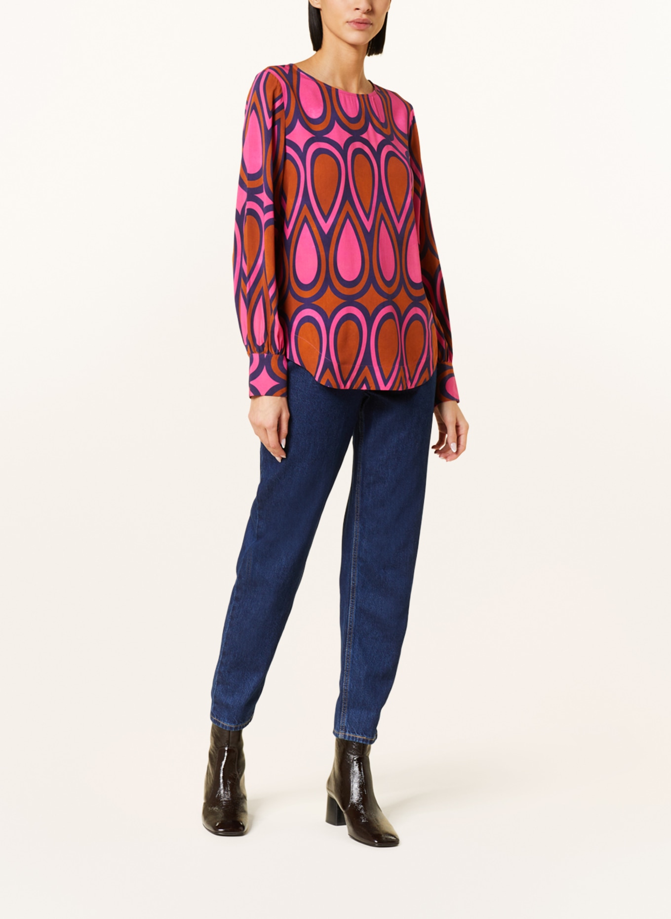 Emily VAN DEN BERGH Shirt blouse, Color: PINK/ DARK BLUE/ COGNAC (Image 2)