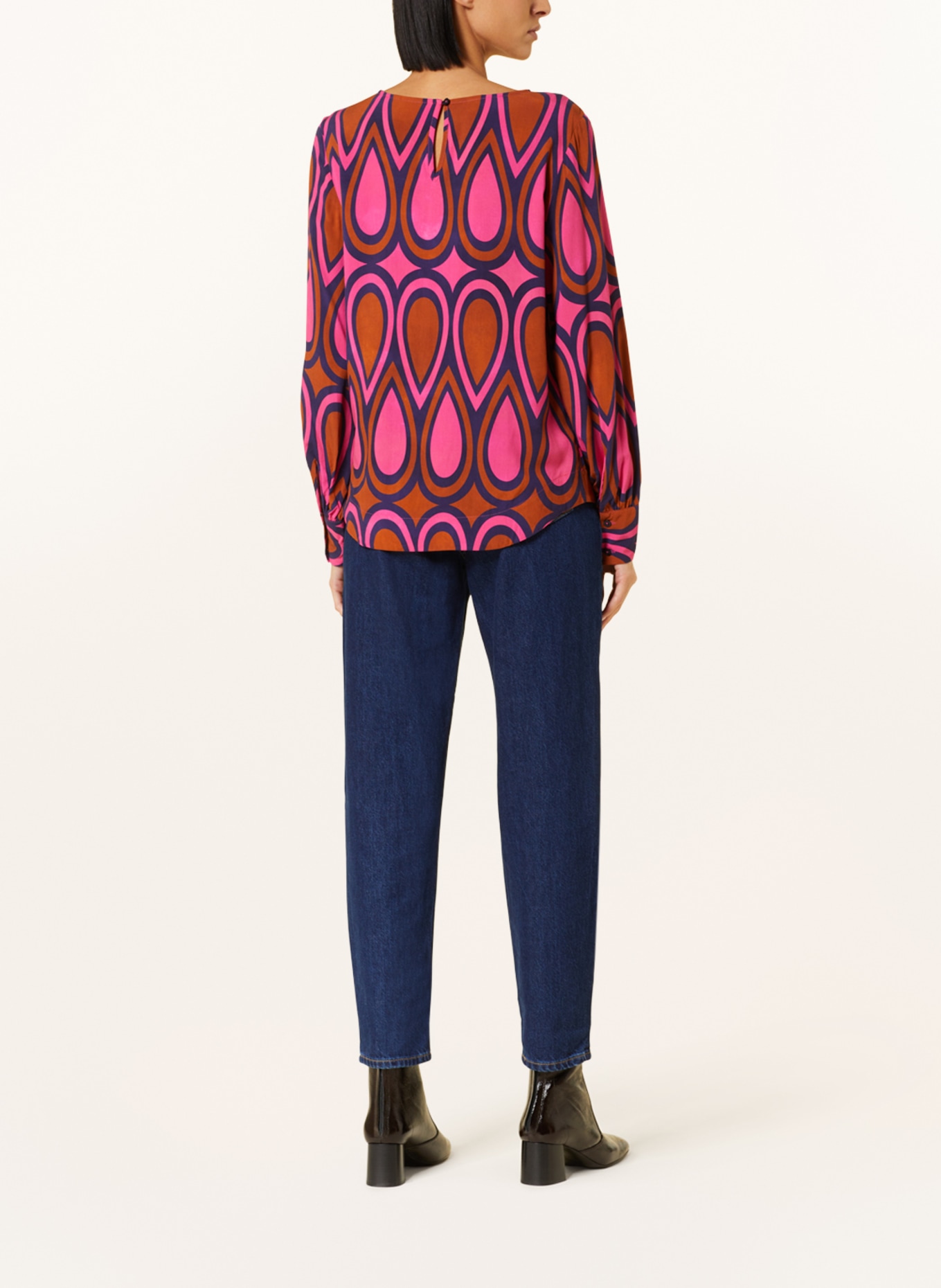 Emily VAN DEN BERGH Shirt blouse, Color: PINK/ DARK BLUE/ COGNAC (Image 3)