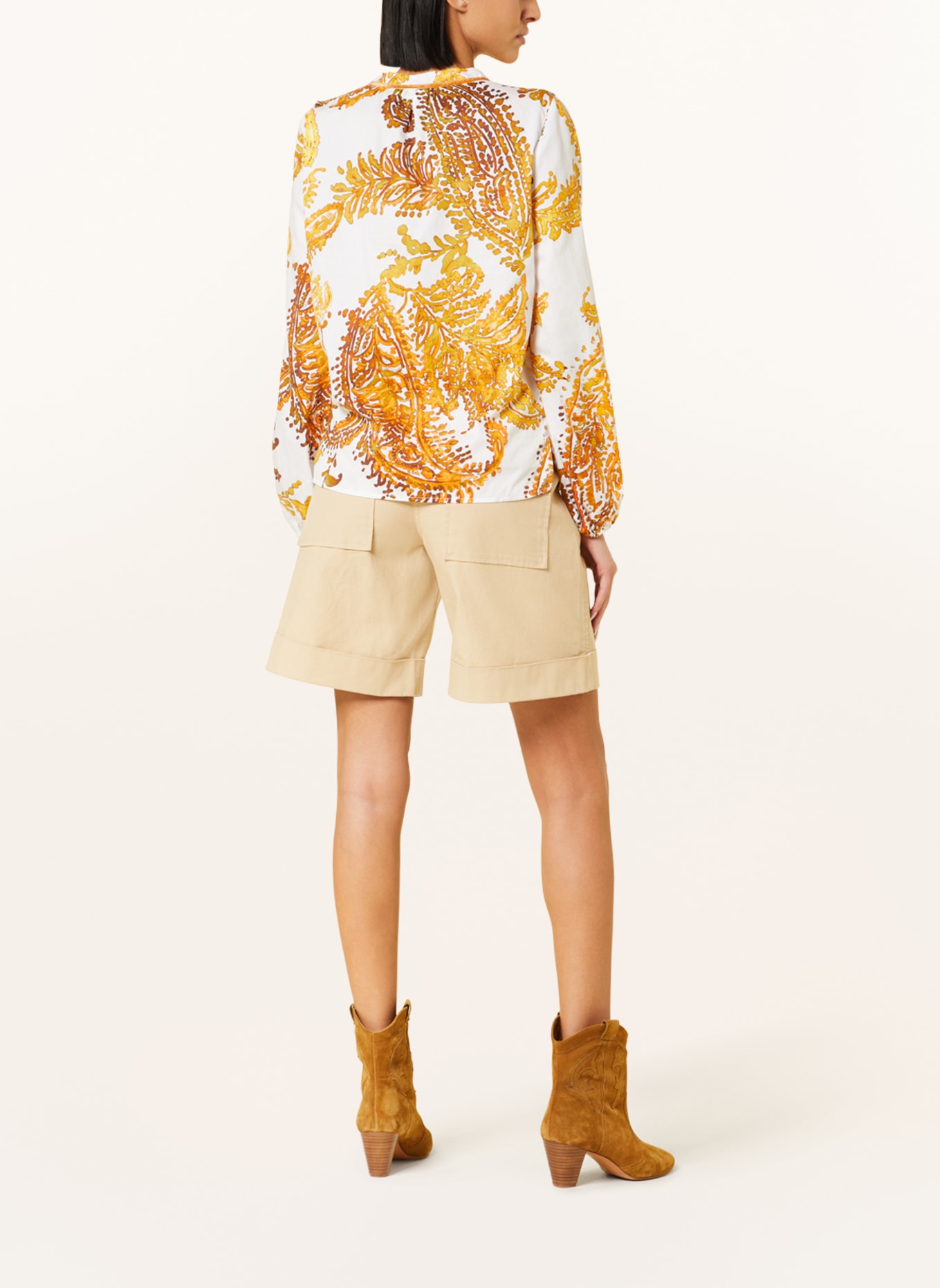 Emily VAN DEN BERGH Shirt blouse, Color: WHITE/ DARK YELLOW/ BROWN (Image 3)