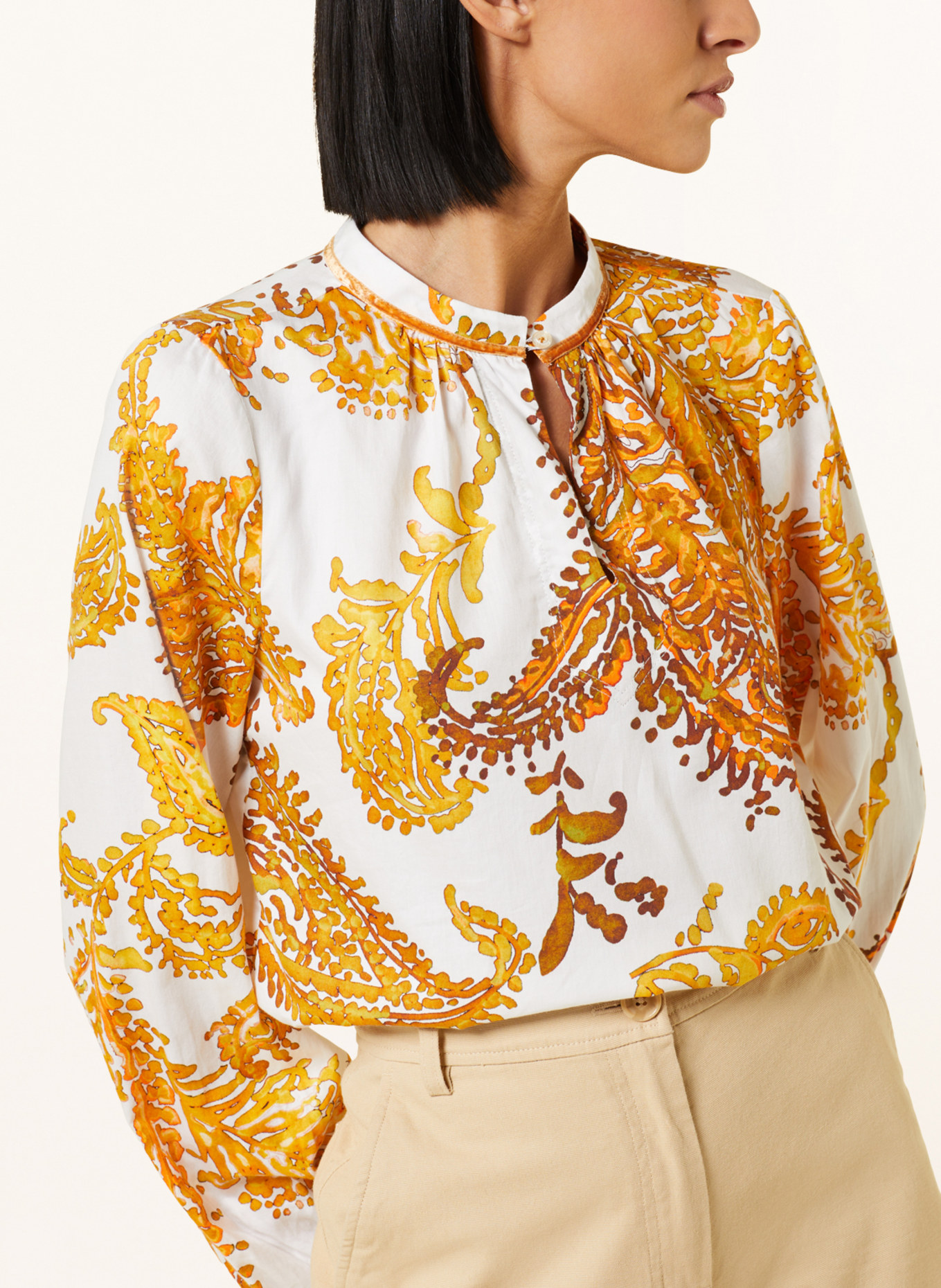 Emily VAN DEN BERGH Shirt blouse, Color: WHITE/ DARK YELLOW/ BROWN (Image 4)
