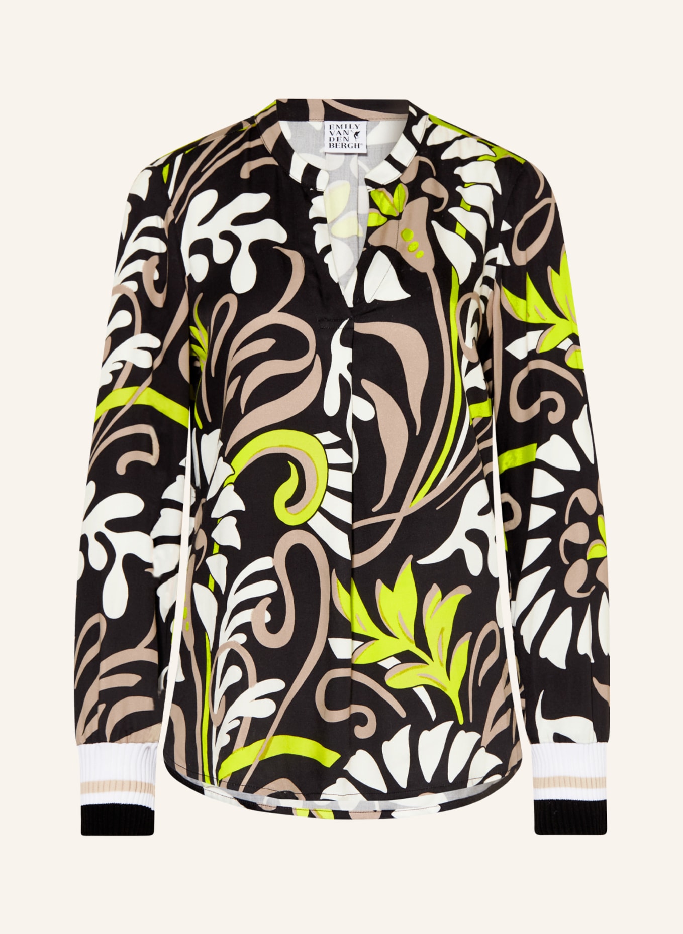 Emily VAN DEN BERGH Shirt blouse, Color: BLACK/ WHITE/ NEON GREEN (Image 1)