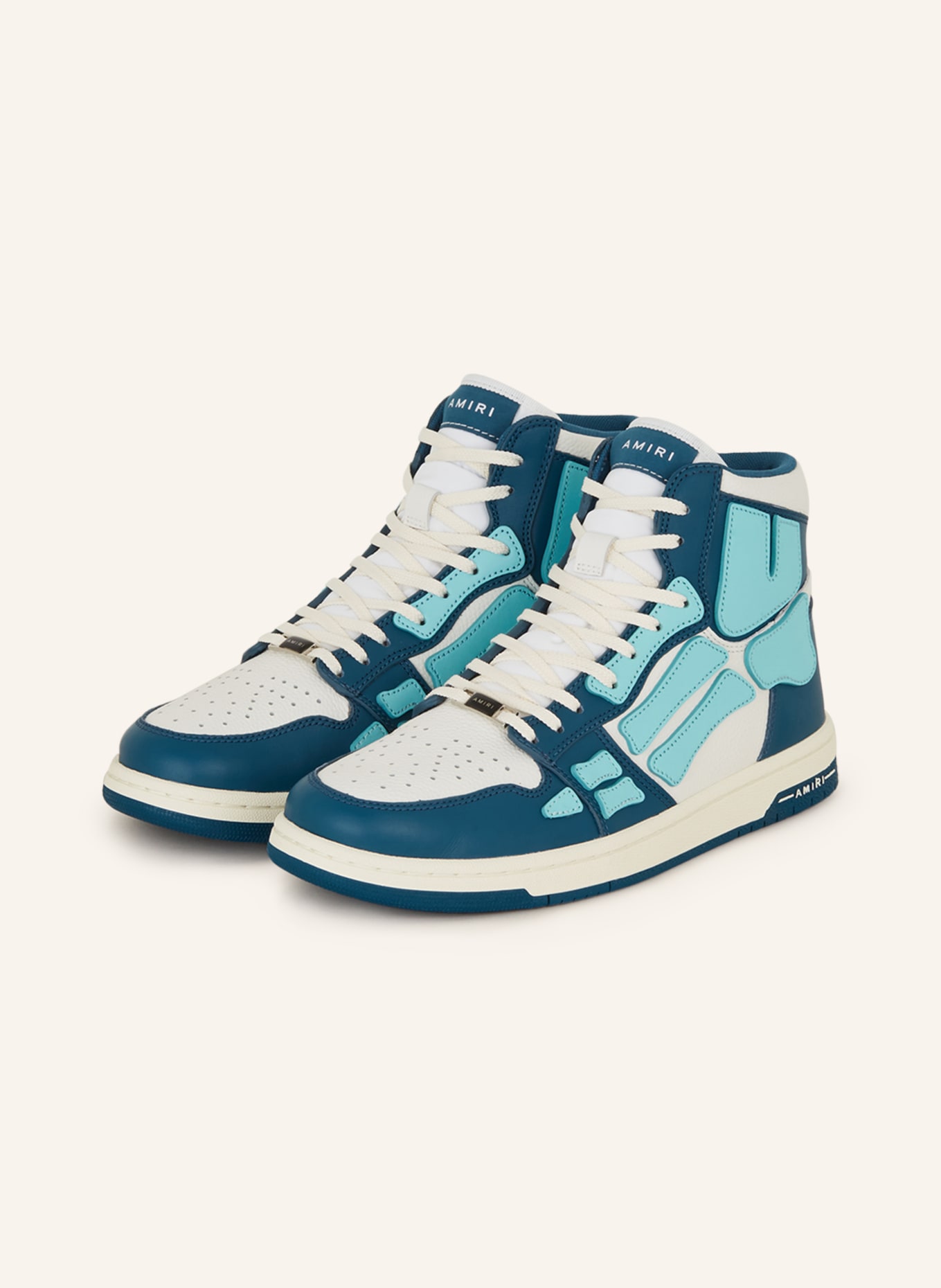 AMIRI Hightop-Sneaker SKELETON, Farbe: WEISS/ PETROL/ TÜRKIS (Bild 1)