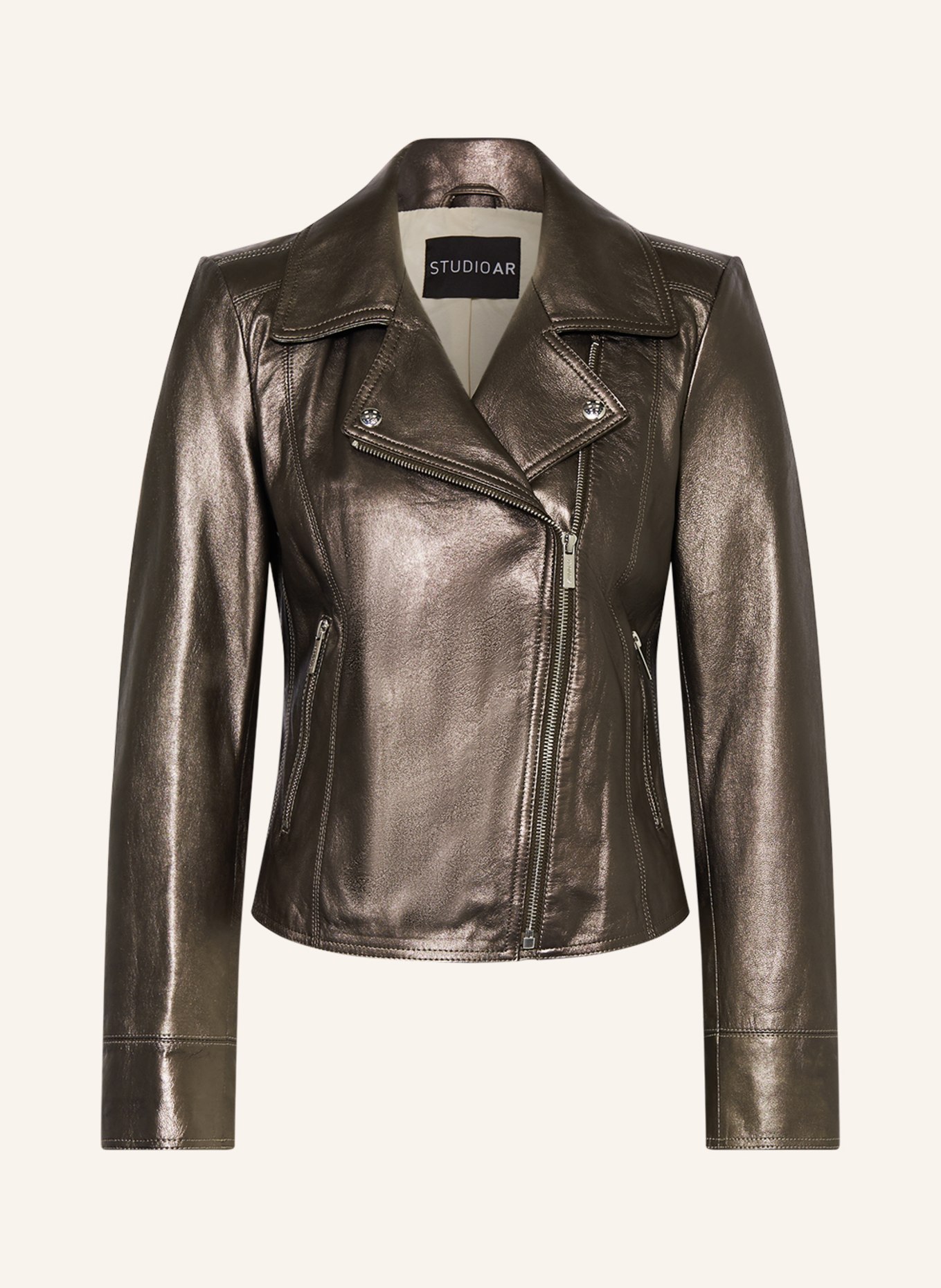 STUDIO AR Leather jacket LOVATO, Color: TAUPE (Image 1)
