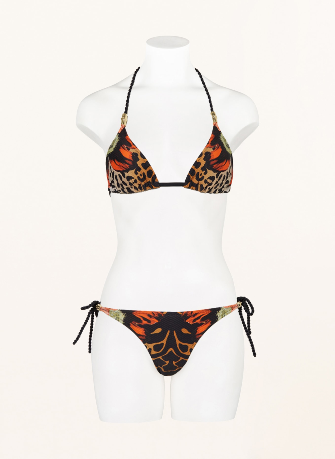heidi klein Triangle bikini bottoms LEOPARD, Color: BLACK/ LIGHT BROWN/ ORANGE (Image 2)