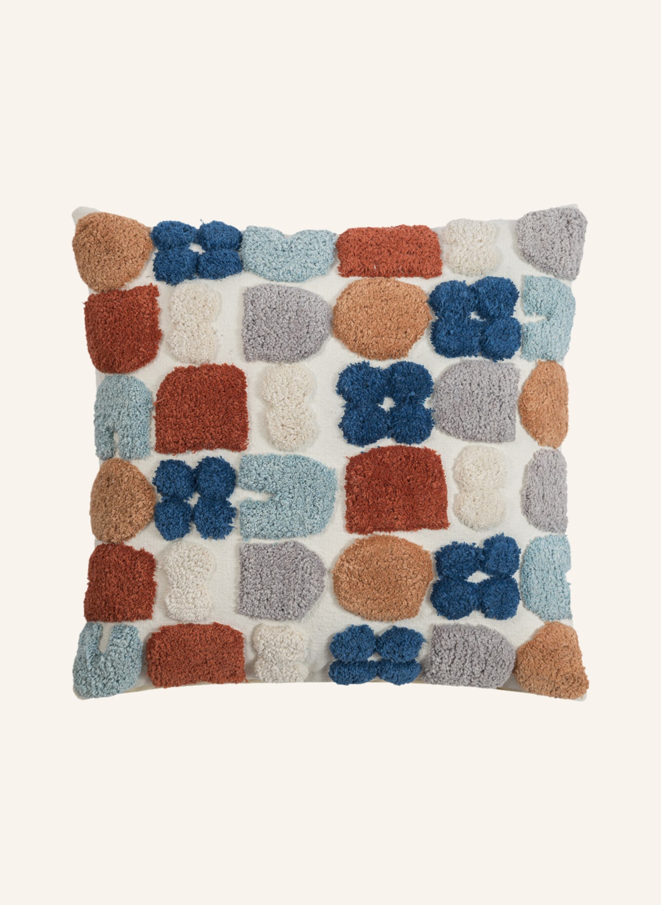 MAGMA Decorative cushion cover LOGAN, Color: CREAM/ DARK ORANGE/ BLUE (Image 1)