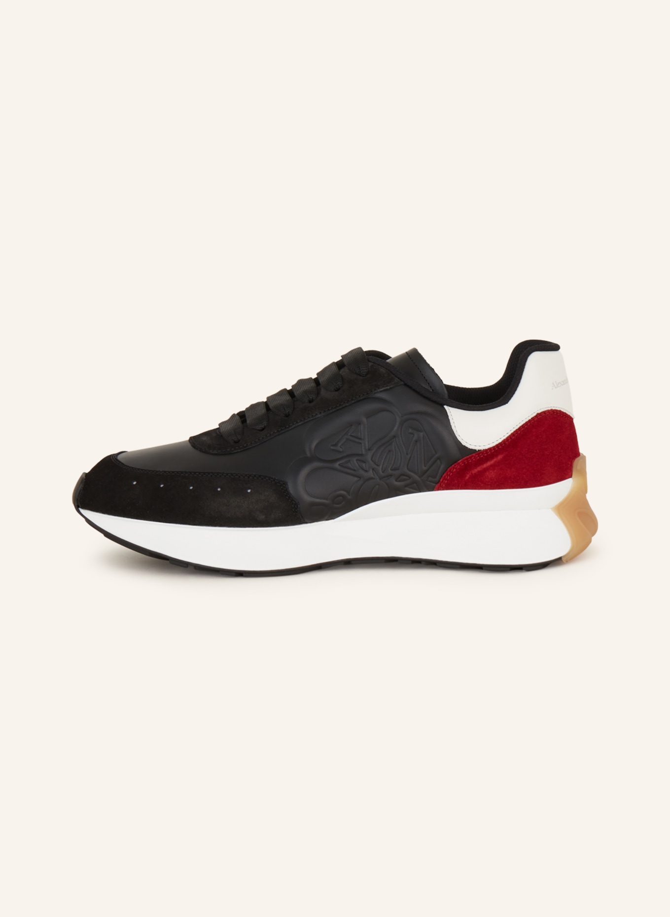 Alexander McQueen Leather sneakers with a wide sole Red/White | Sneakers