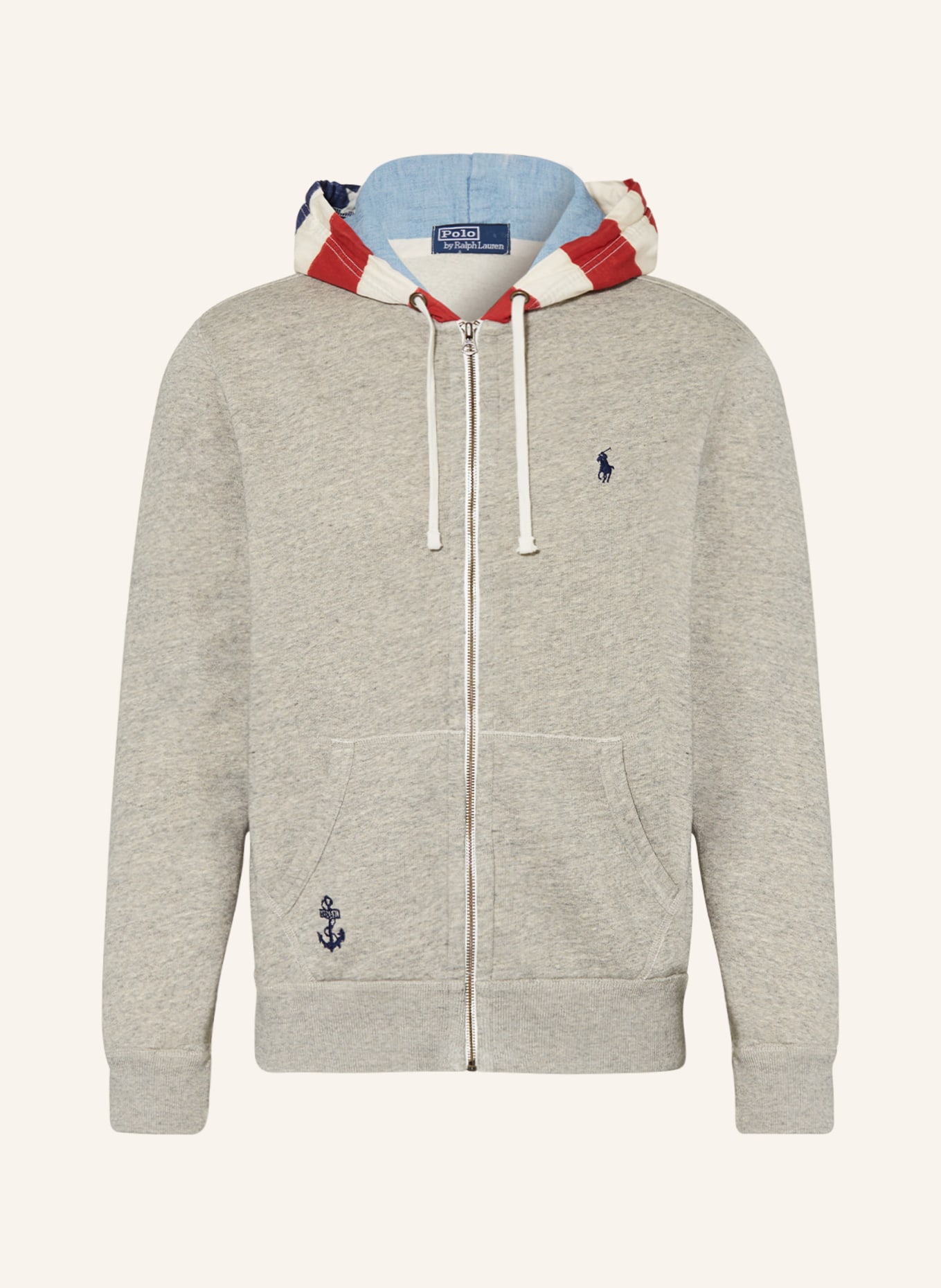 POLO RALPH LAUREN Sweat jacket in mixed materials, Color: GRAY (Image 1)