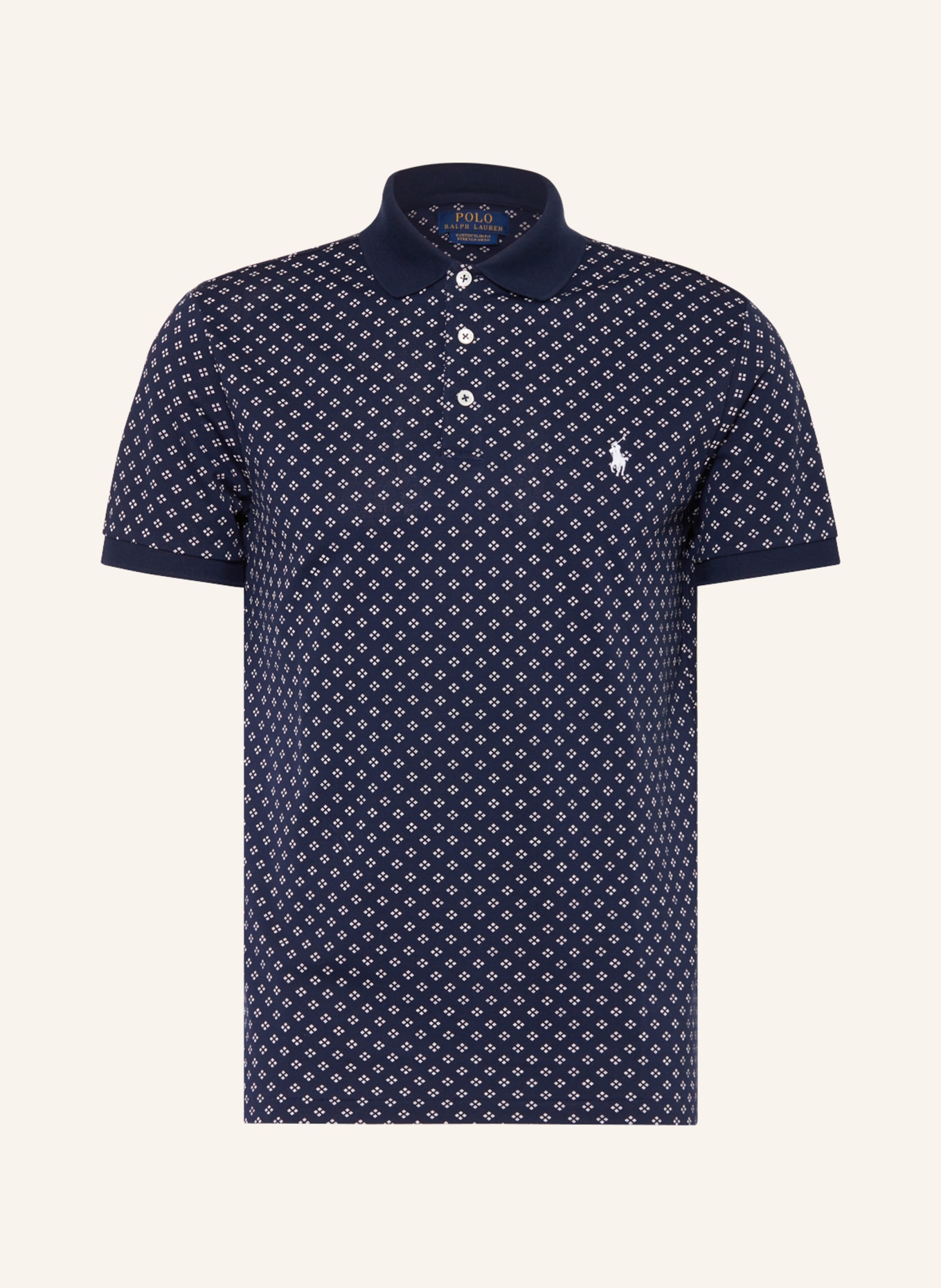 POLO RALPH LAUREN Piqué-Poloshirt Custom Slim Fit, Farbe: DUNKELBLAU/ WEISS (Bild 1)