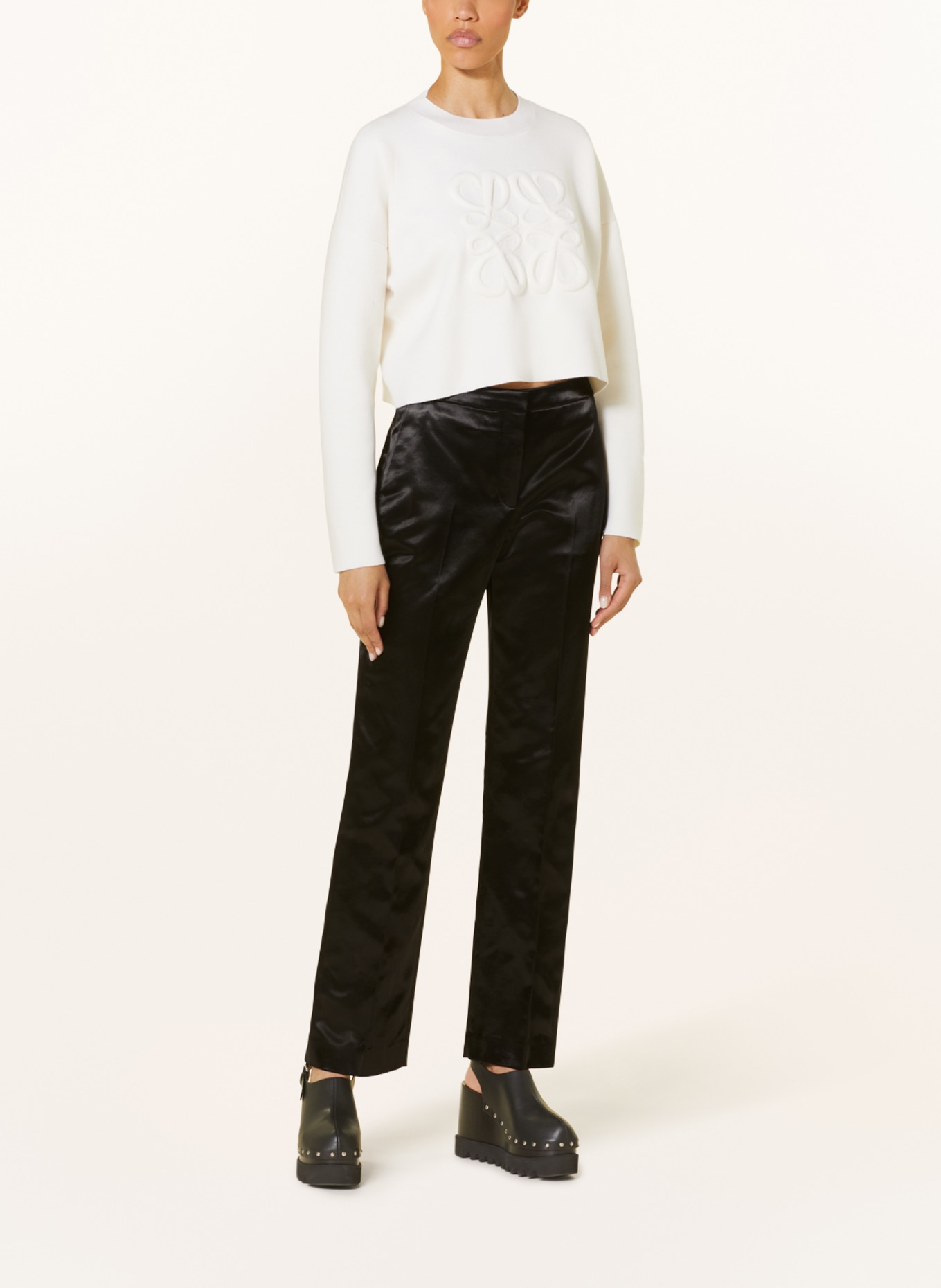 LOEWE Satin trousers, Color: BLACK (Image 2)