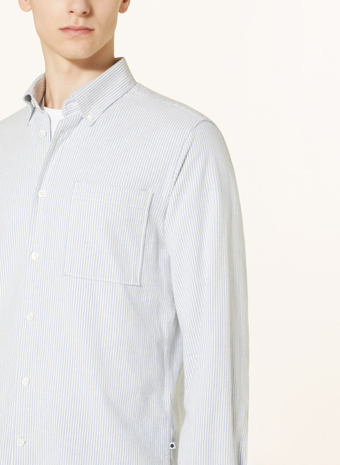 NN.07 Shirt ARNE regular fit, Color: WHITE/ LIGHT BLUE (Image 4)
