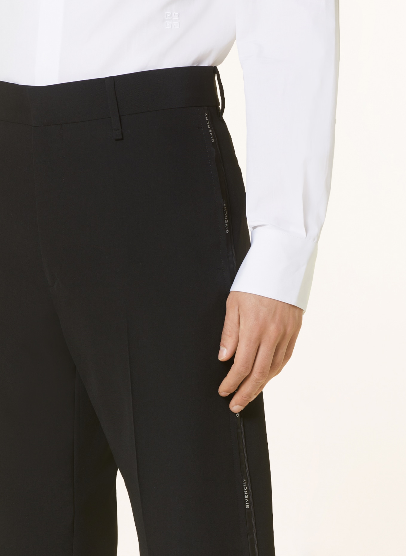 GIVENCHY Slim fit trousers with tuxedo stripe, Color: BLACK (Image 5)