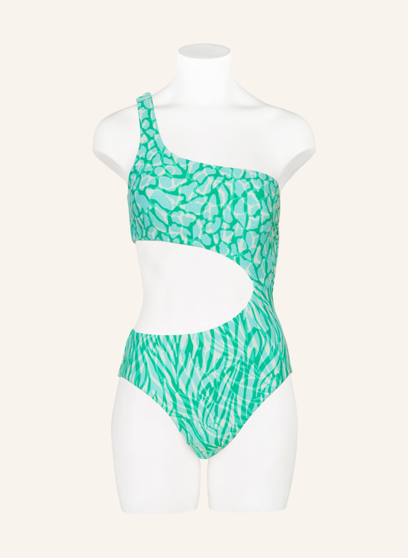 SEAFOLLY One-shoulder swimsuit ANIMAL INSTINCT, Color: TURQUOISE/ GREEN/ CREAM (Image 2)