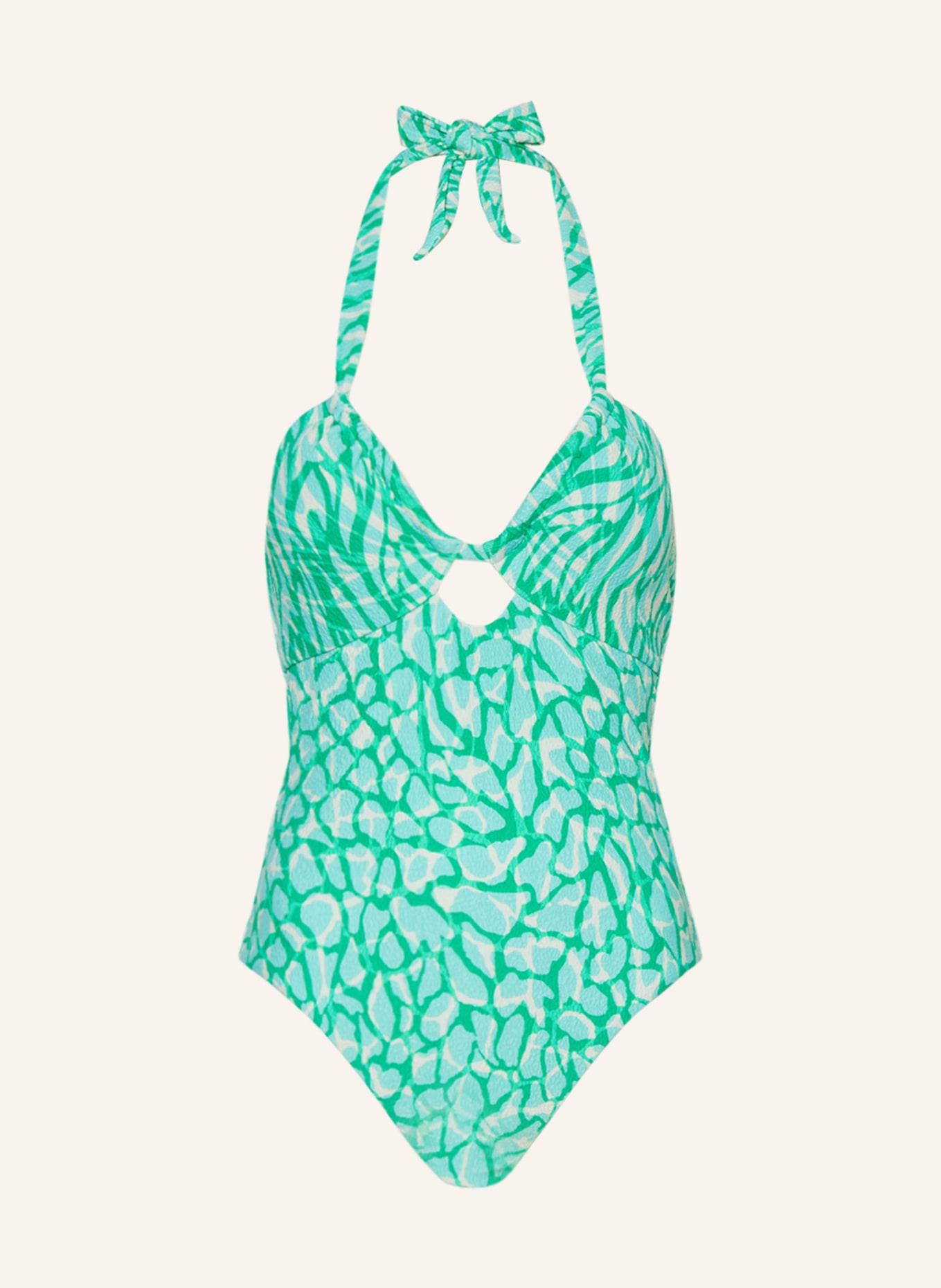 SEAFOLLY Halter neck swimsuit ANIMAL INSTINCT, Color: TURQUOISE/ GREEN/ CREAM (Image 1)