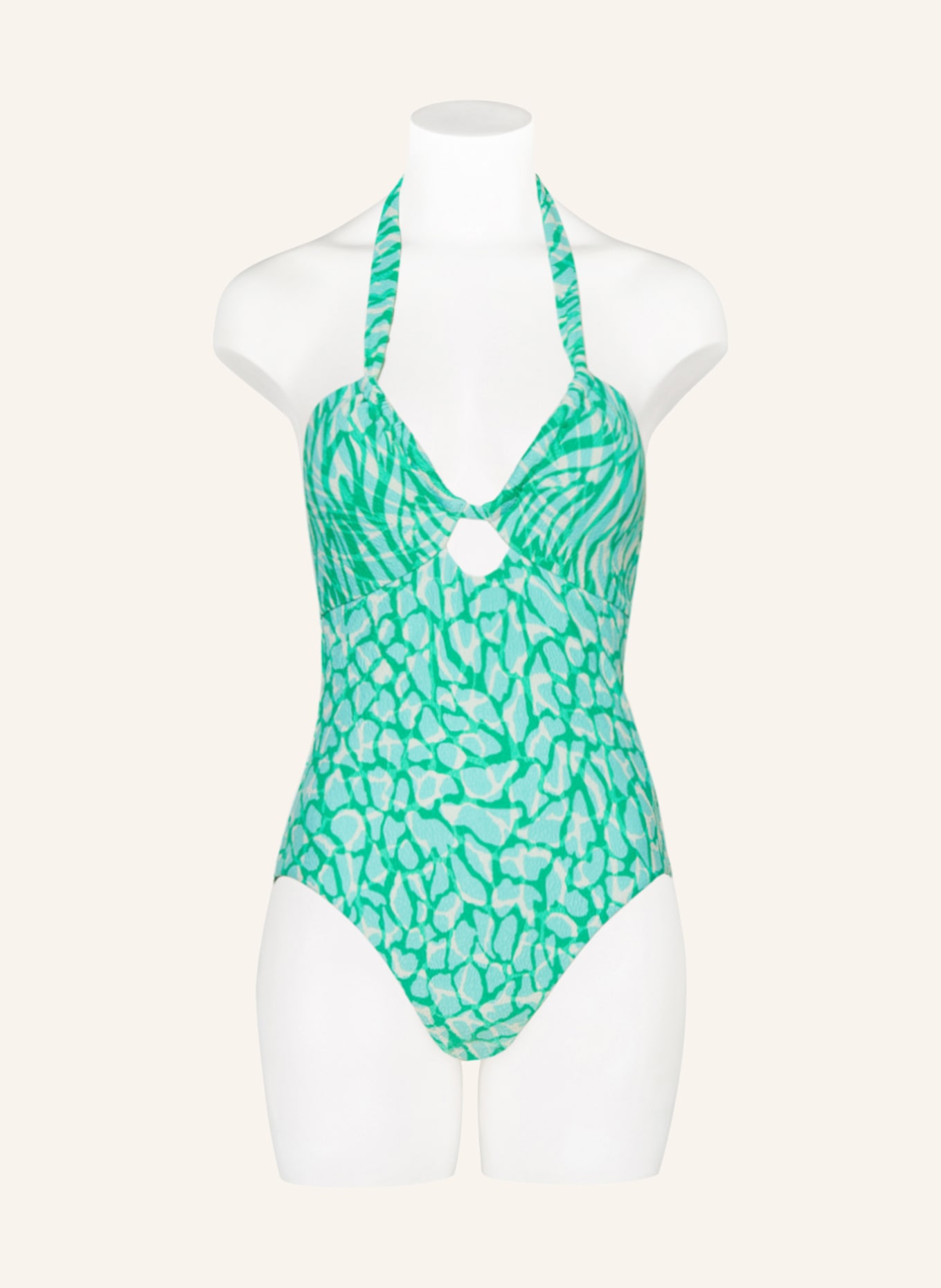 SEAFOLLY Halter neck swimsuit ANIMAL INSTINCT, Color: TURQUOISE/ GREEN/ CREAM (Image 2)