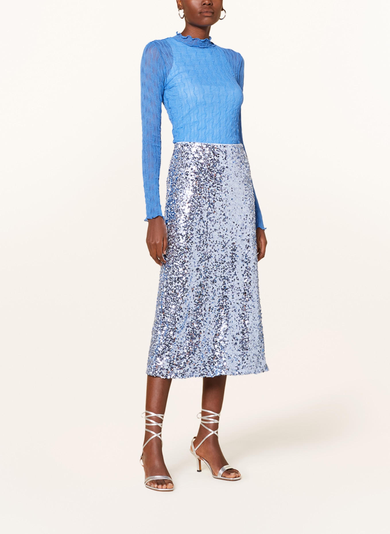 NEO NOIR Mesh skirt BAIRA with sequins, Color: LIGHT BLUE (Image 2)