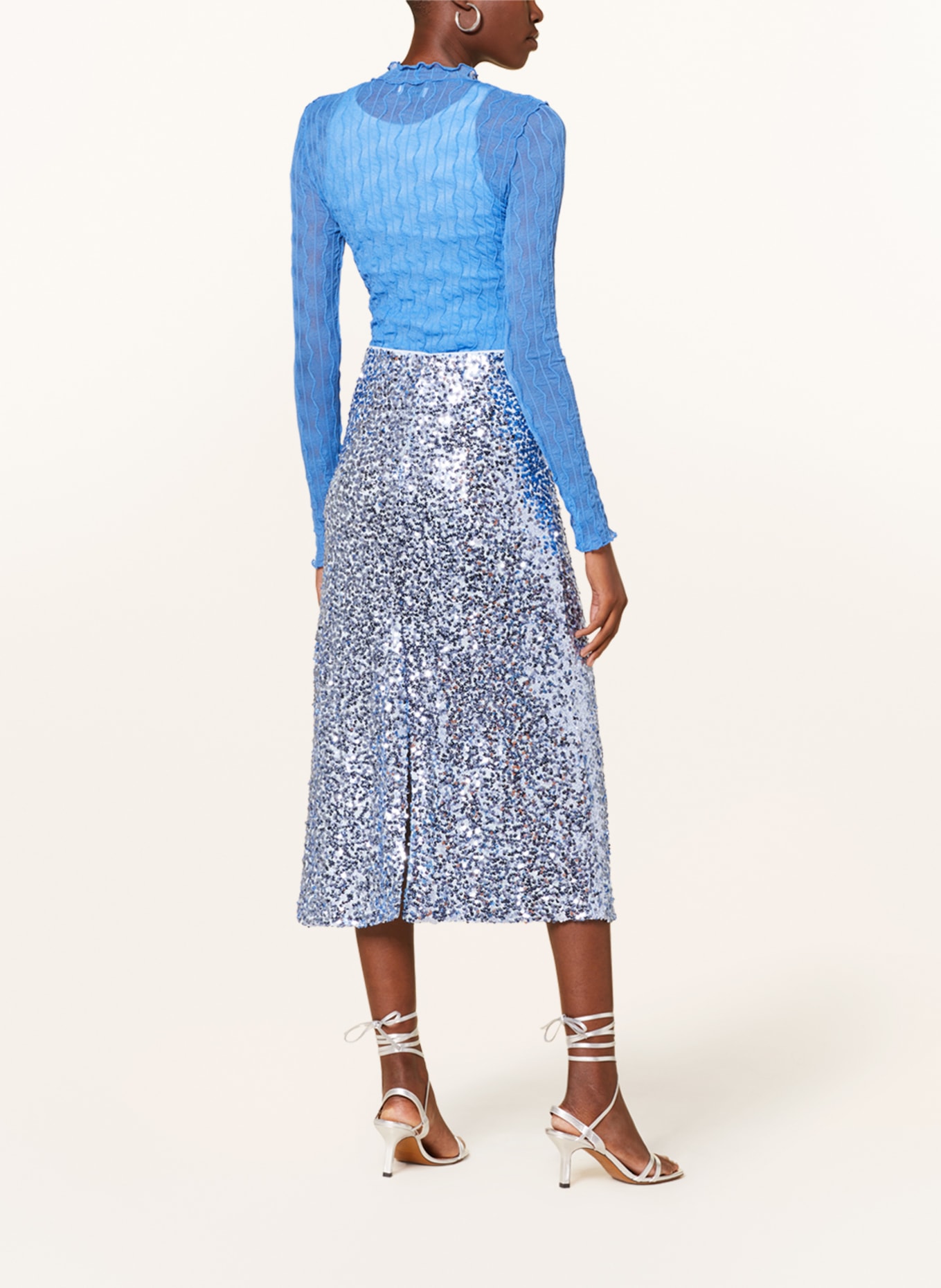 NEO NOIR Mesh skirt BAIRA with sequins, Color: LIGHT BLUE (Image 3)