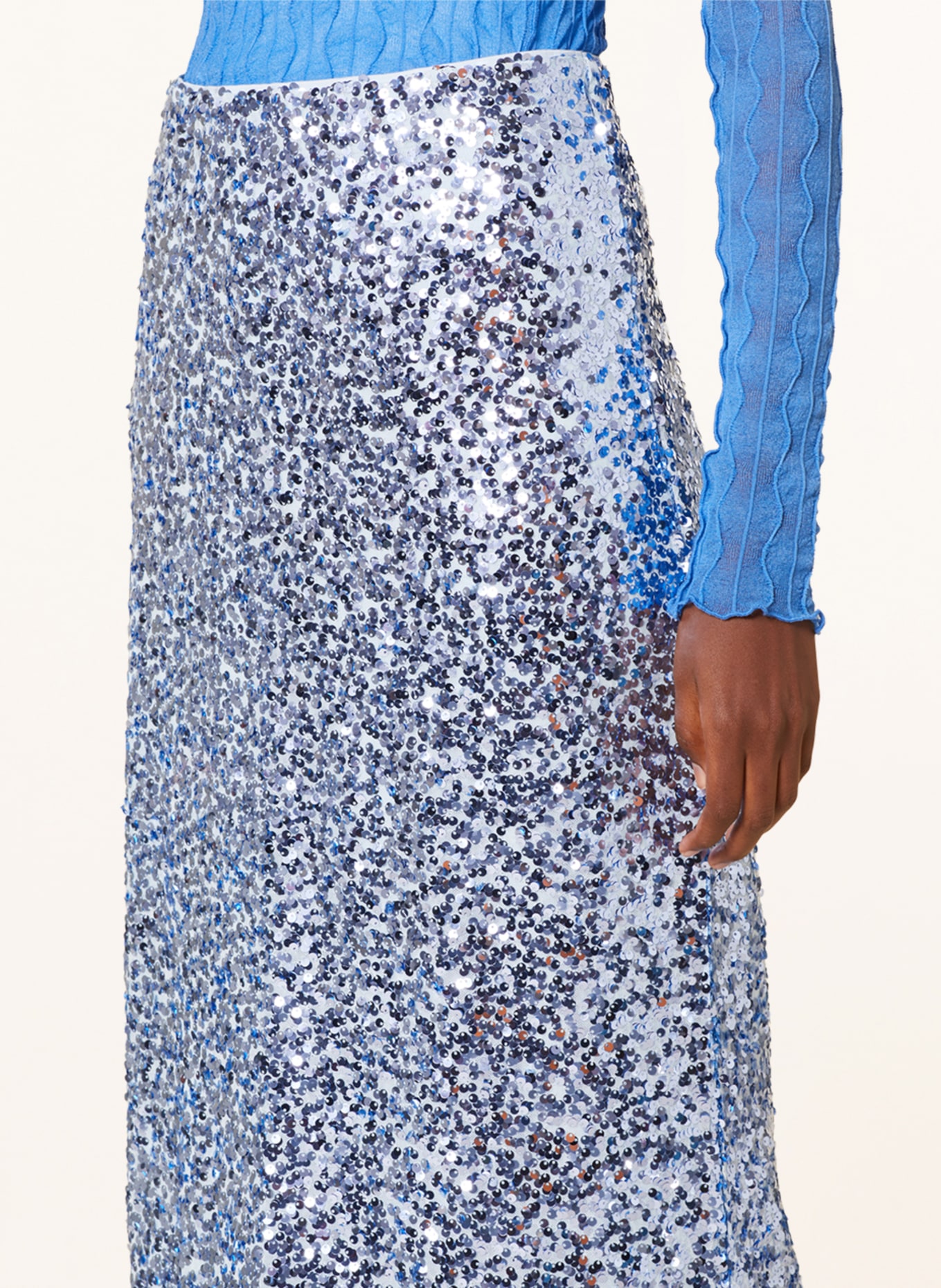 NEO NOIR Mesh skirt BAIRA with sequins, Color: LIGHT BLUE (Image 4)