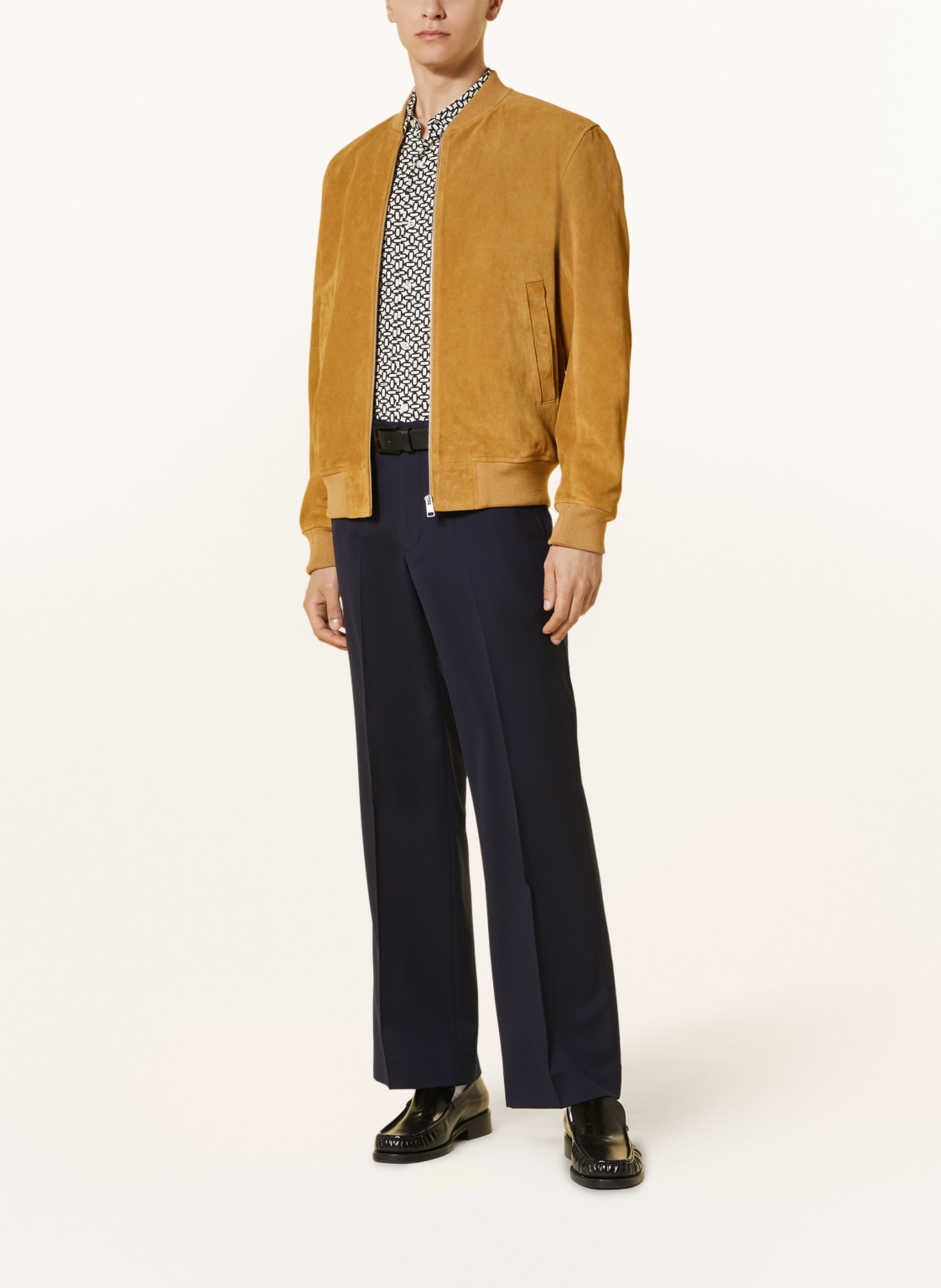 SANDRO Skórzany bluzon, Kolor: BEŻOWY (Obrazek 2)