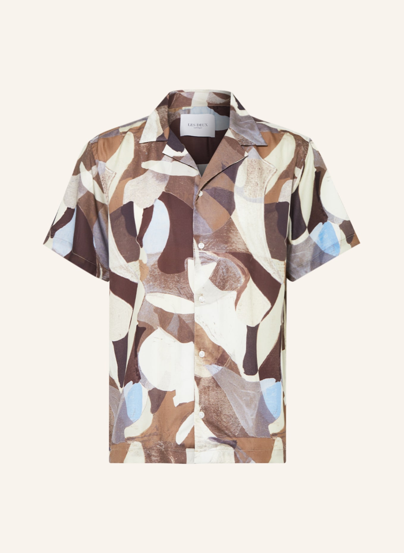 LES DEUX Resort shirt KNOX comfort fit, Color: BROWN/ BLUE/ CREAM (Image 1)