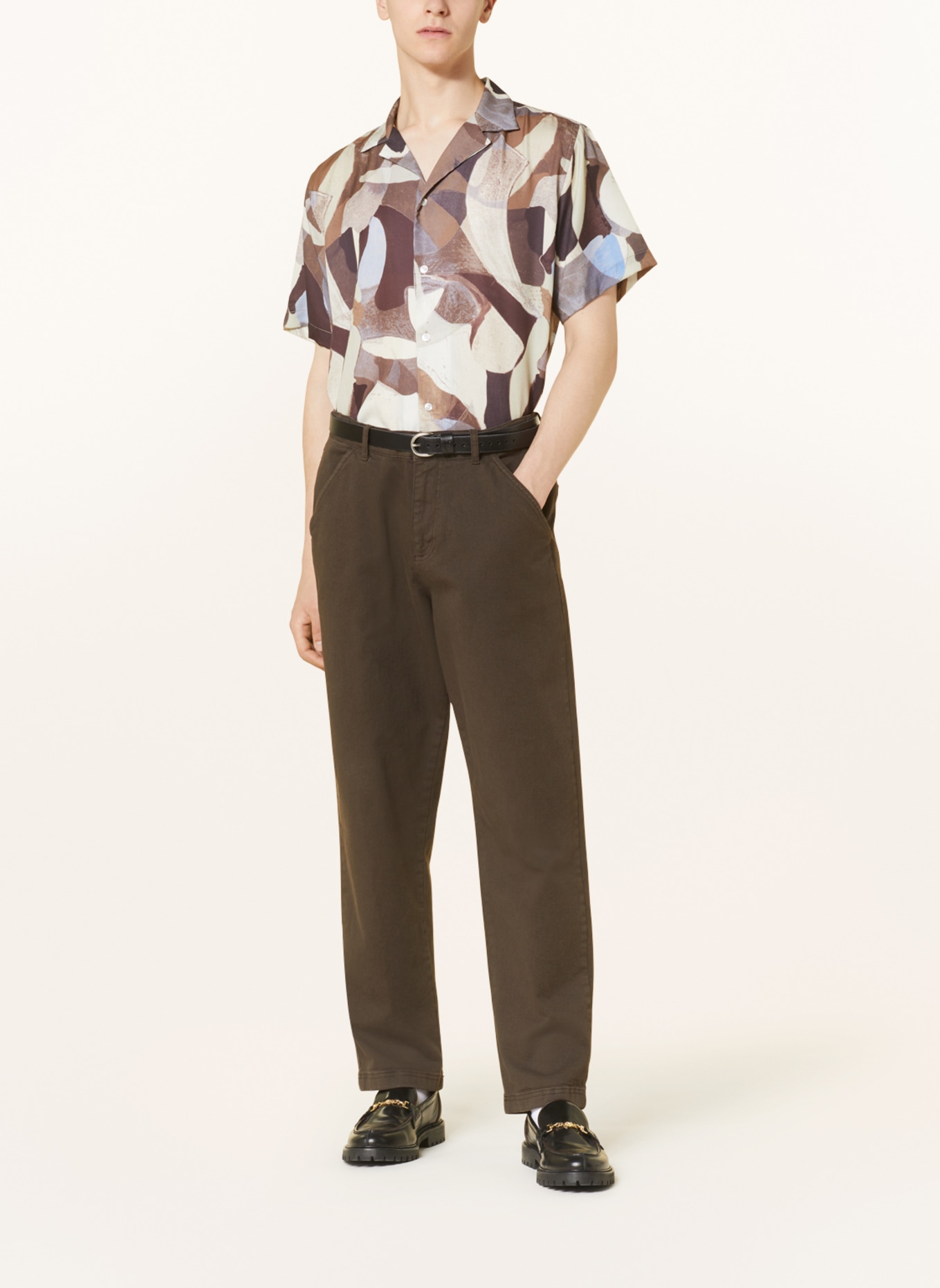LES DEUX Resort shirt KNOX comfort fit, Color: BROWN/ BLUE/ CREAM (Image 2)